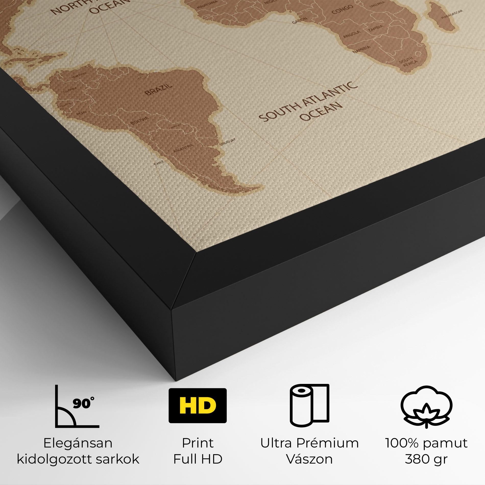 Vászonkép Cream Map Vintage mockup 4