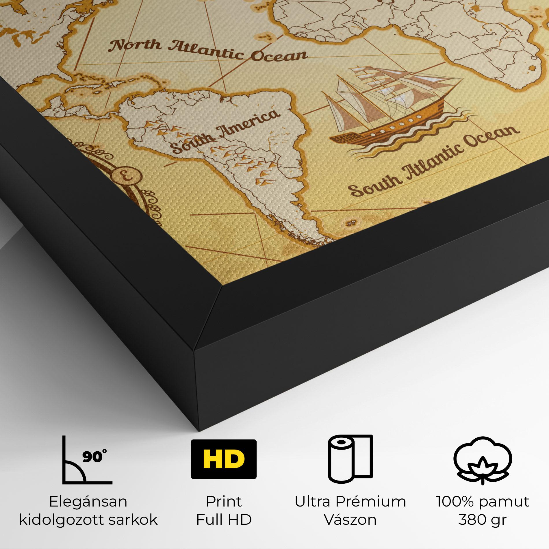 Vászonkép Gold Vintage Map mockup 4