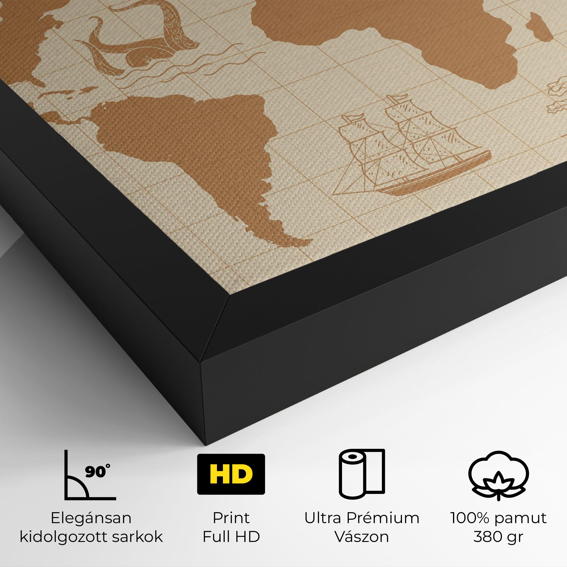 Vászonkép Light Cream Map mockup 4