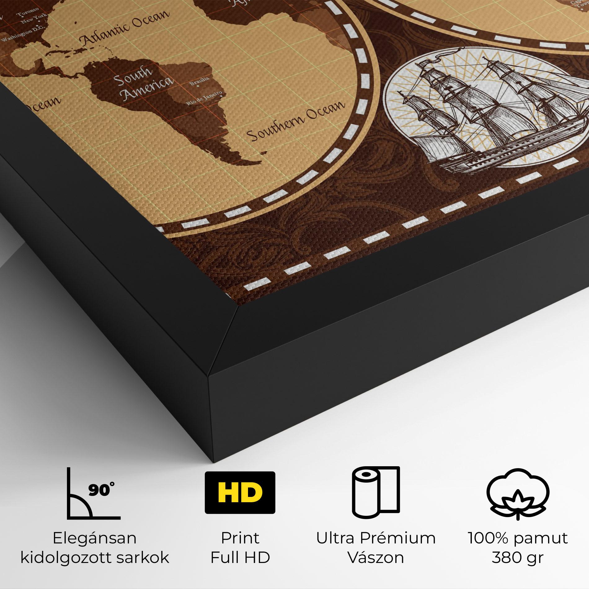 Vászonkép Old Brown Map mockup 4