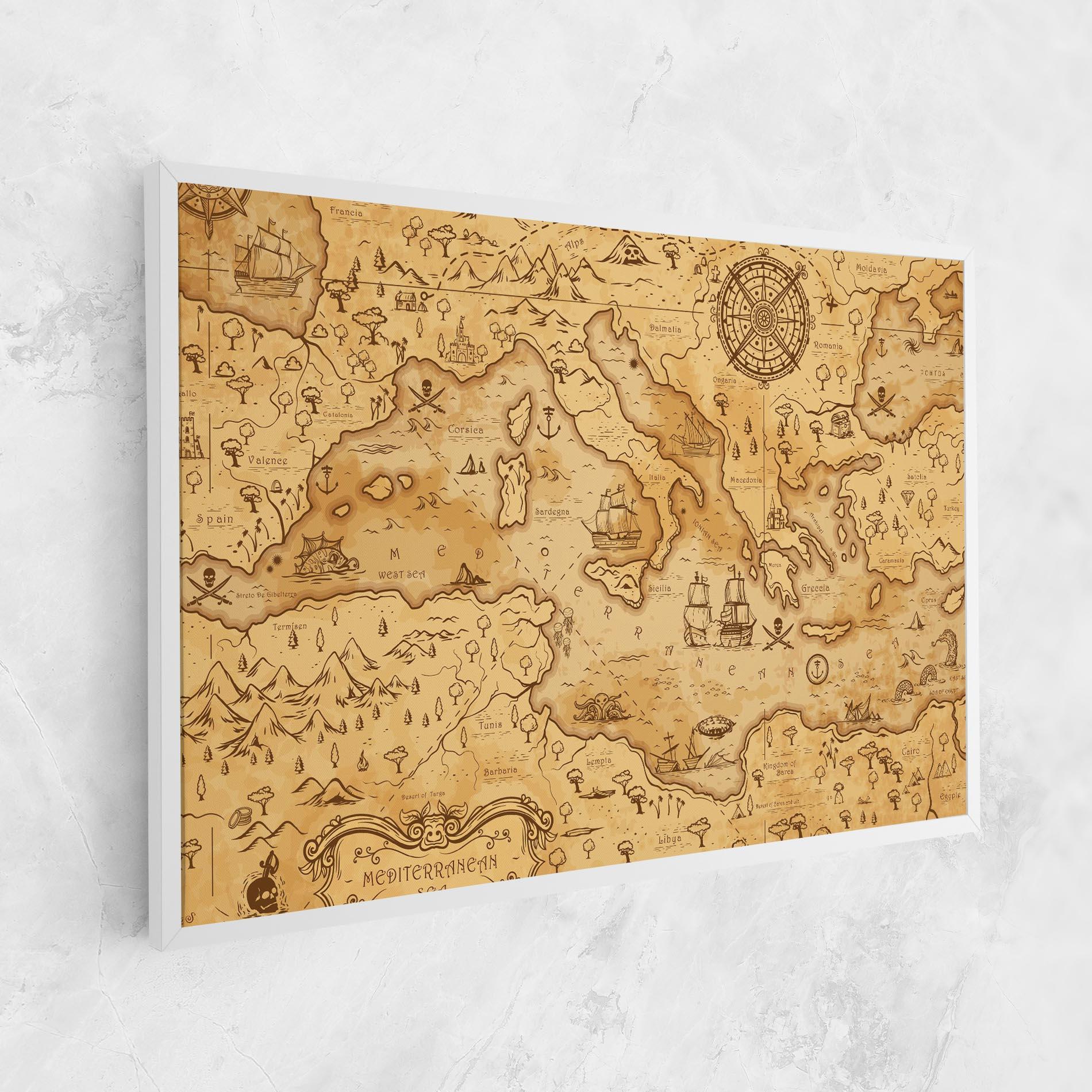 Vászonkép Cream Brown Map mockup 1