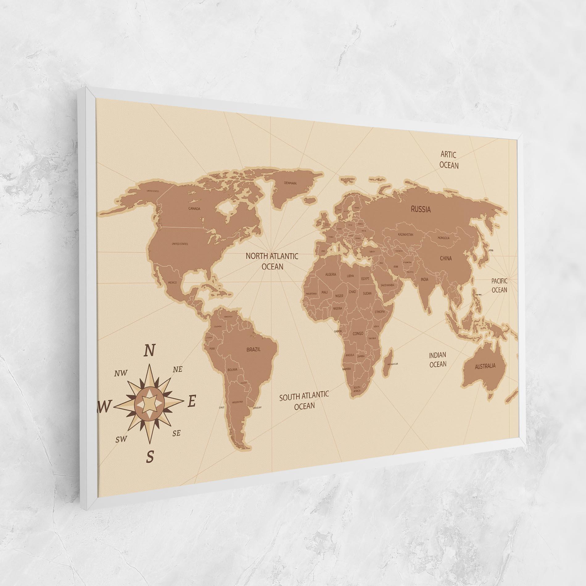 Vászonkép Cream Map Vintage mockup 1