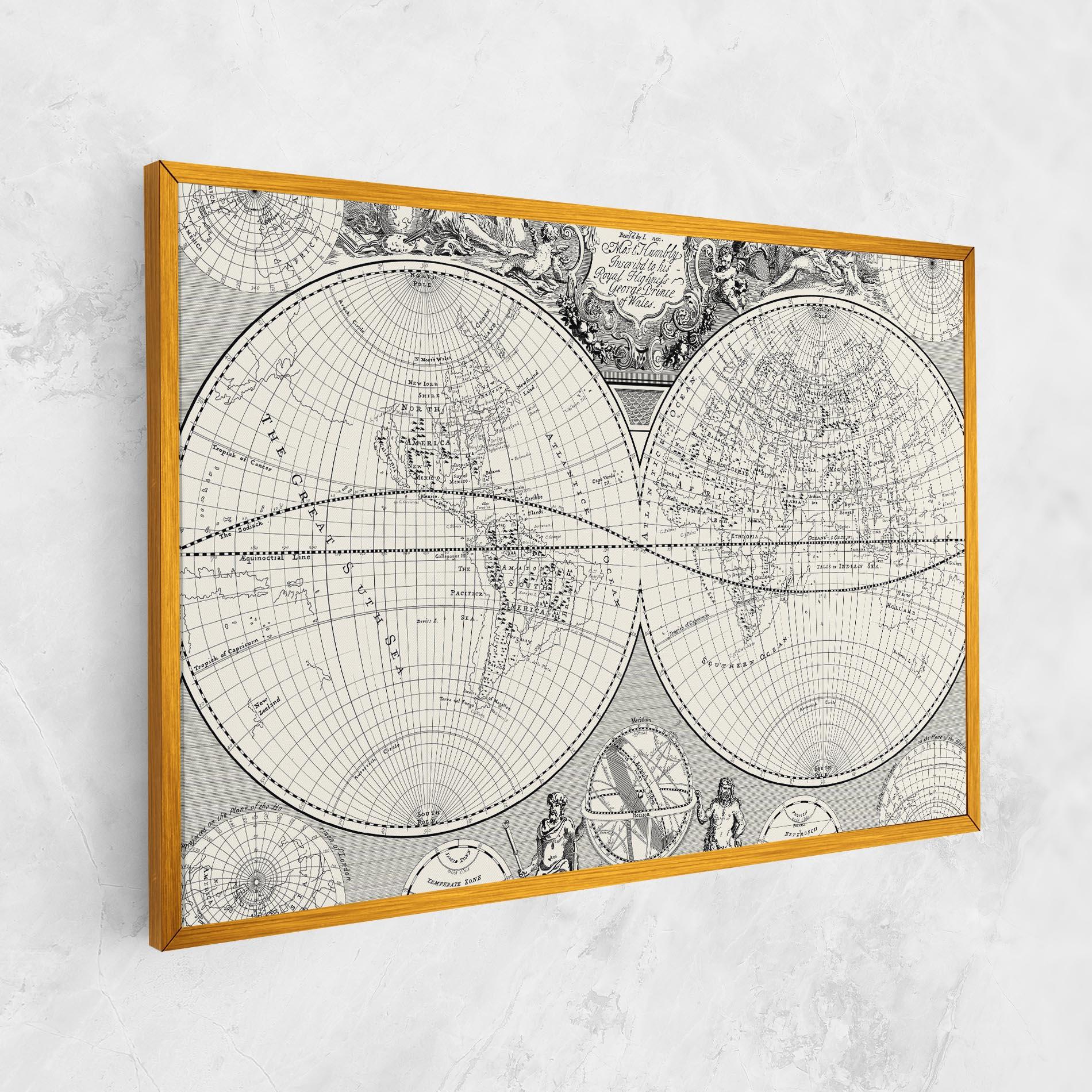 Vászonkép Black White Map mockup 1