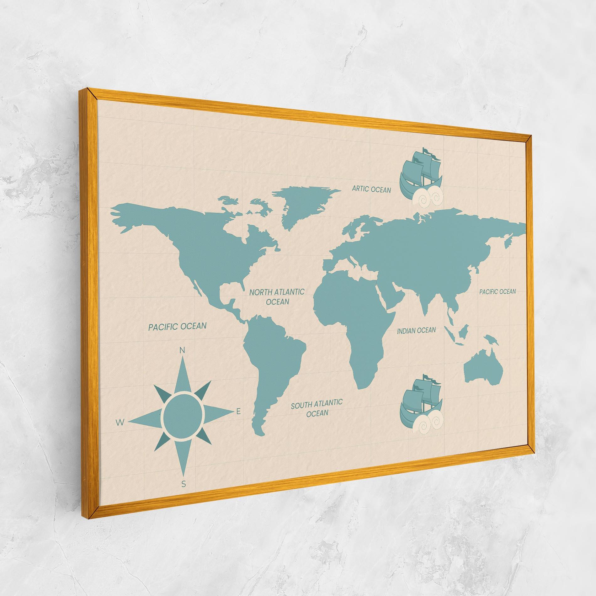 Vászonkép Cream Blue Map mockup 1