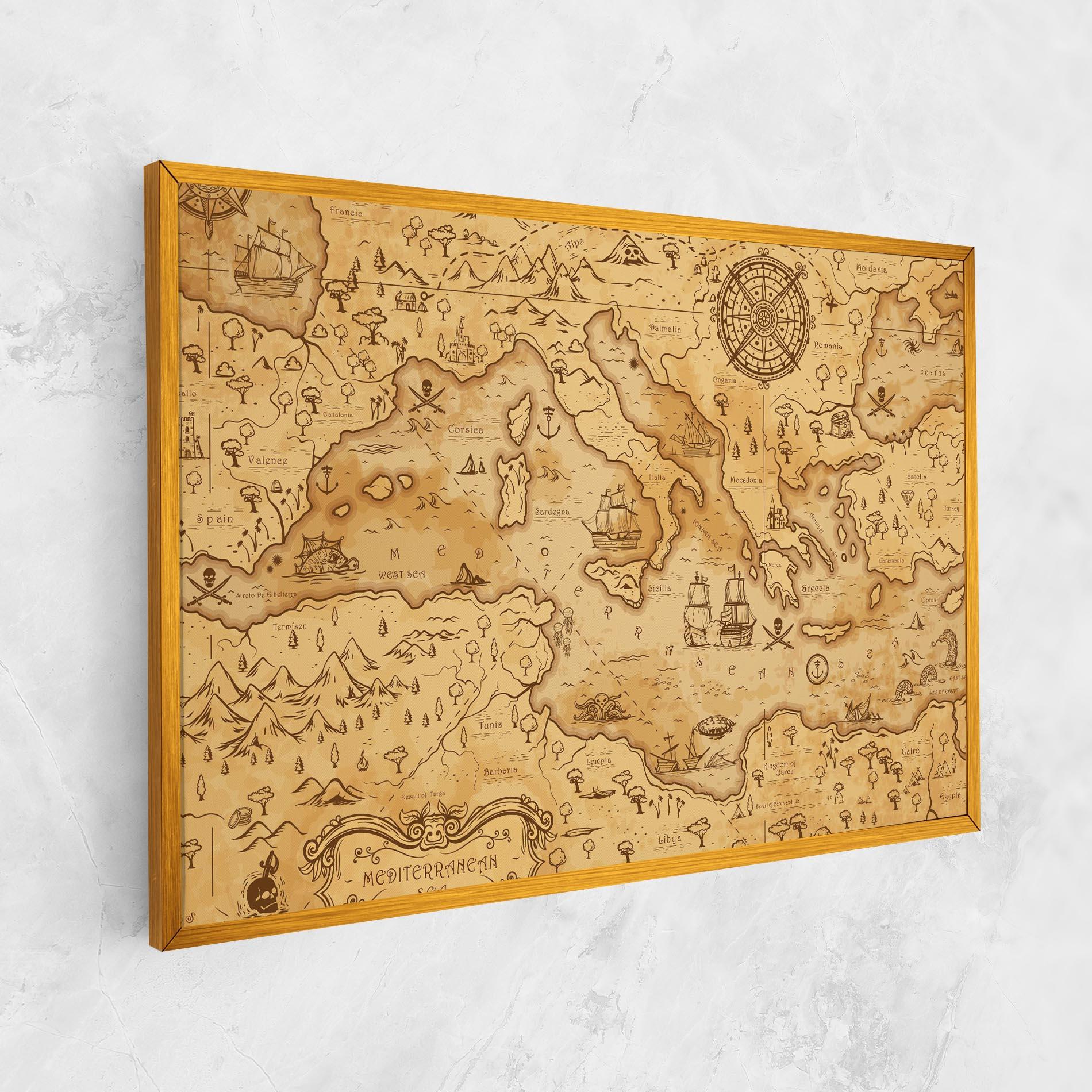 Vászonkép Cream Brown Map mockup 1