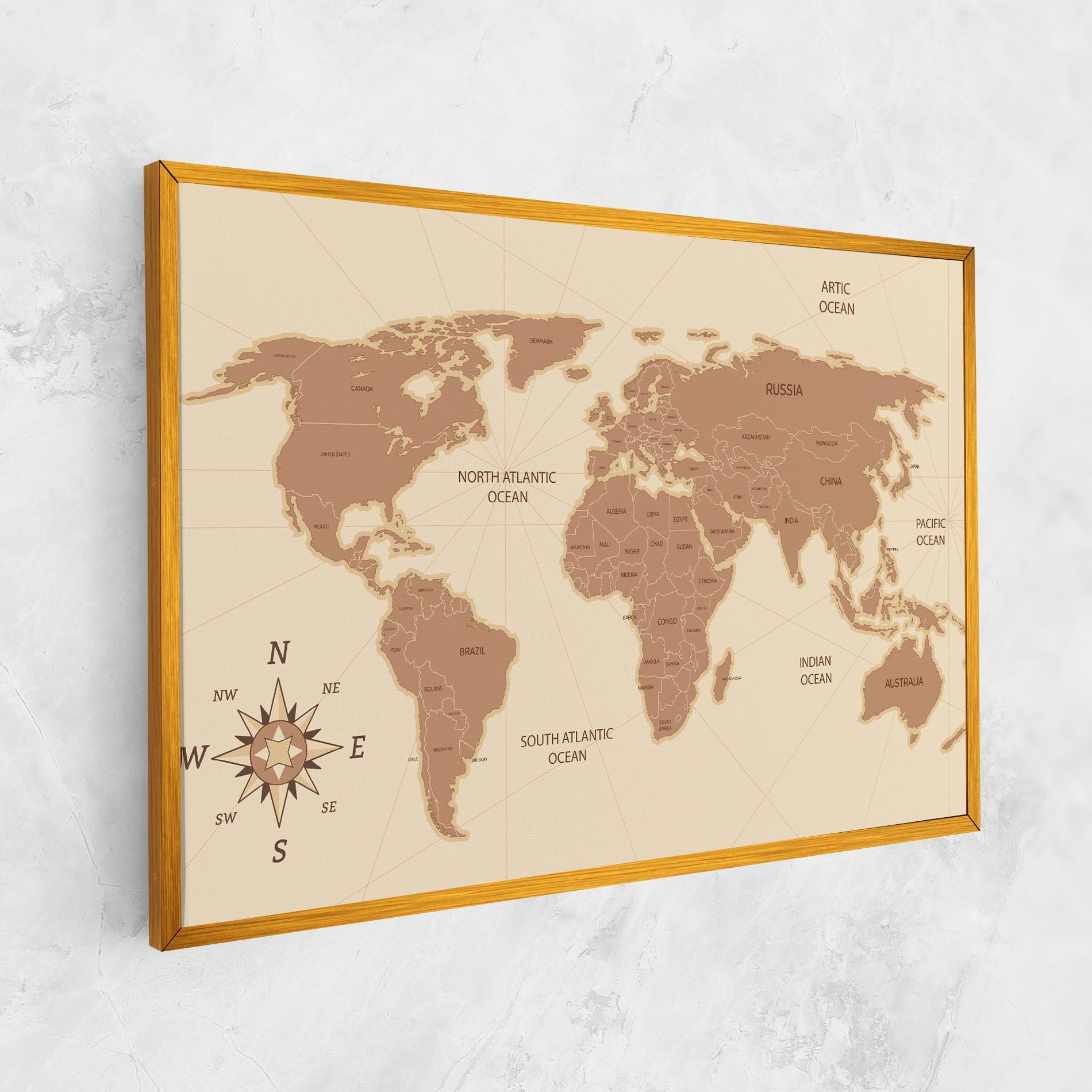 Vászonkép Cream Map Vintage mockup 1