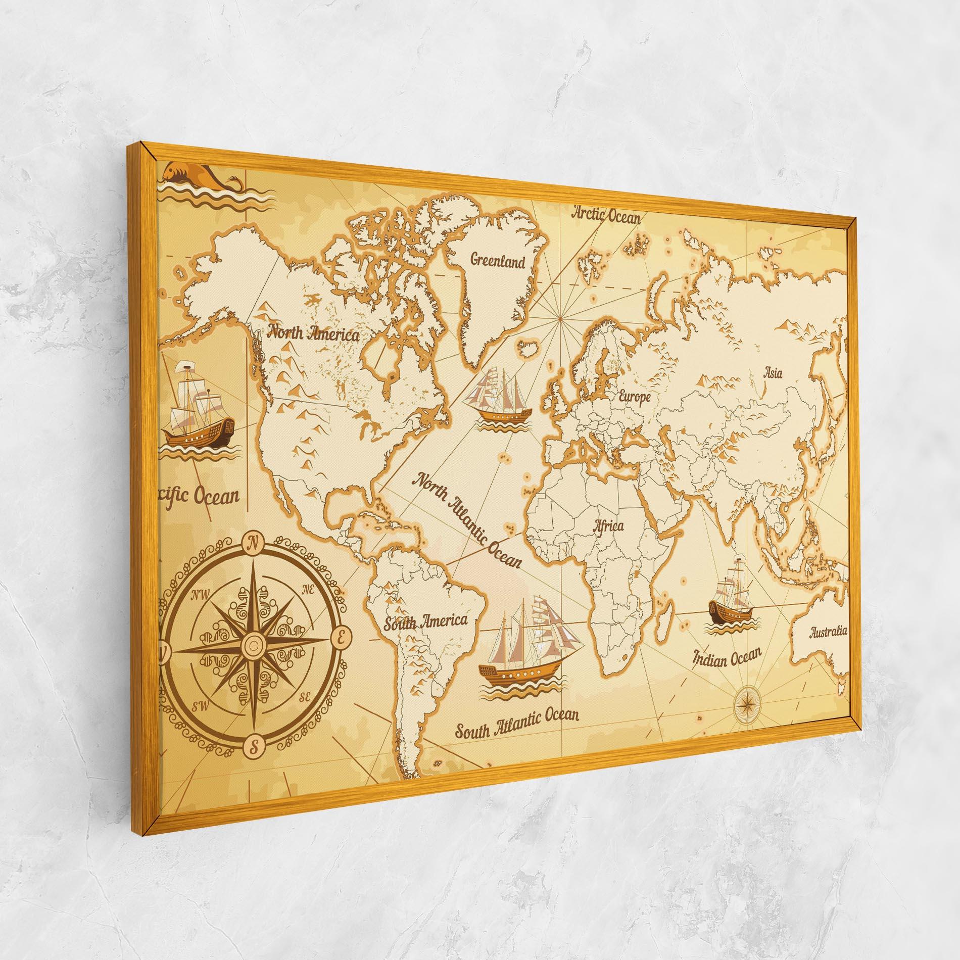 Vászonkép Gold Old Map mockup 1