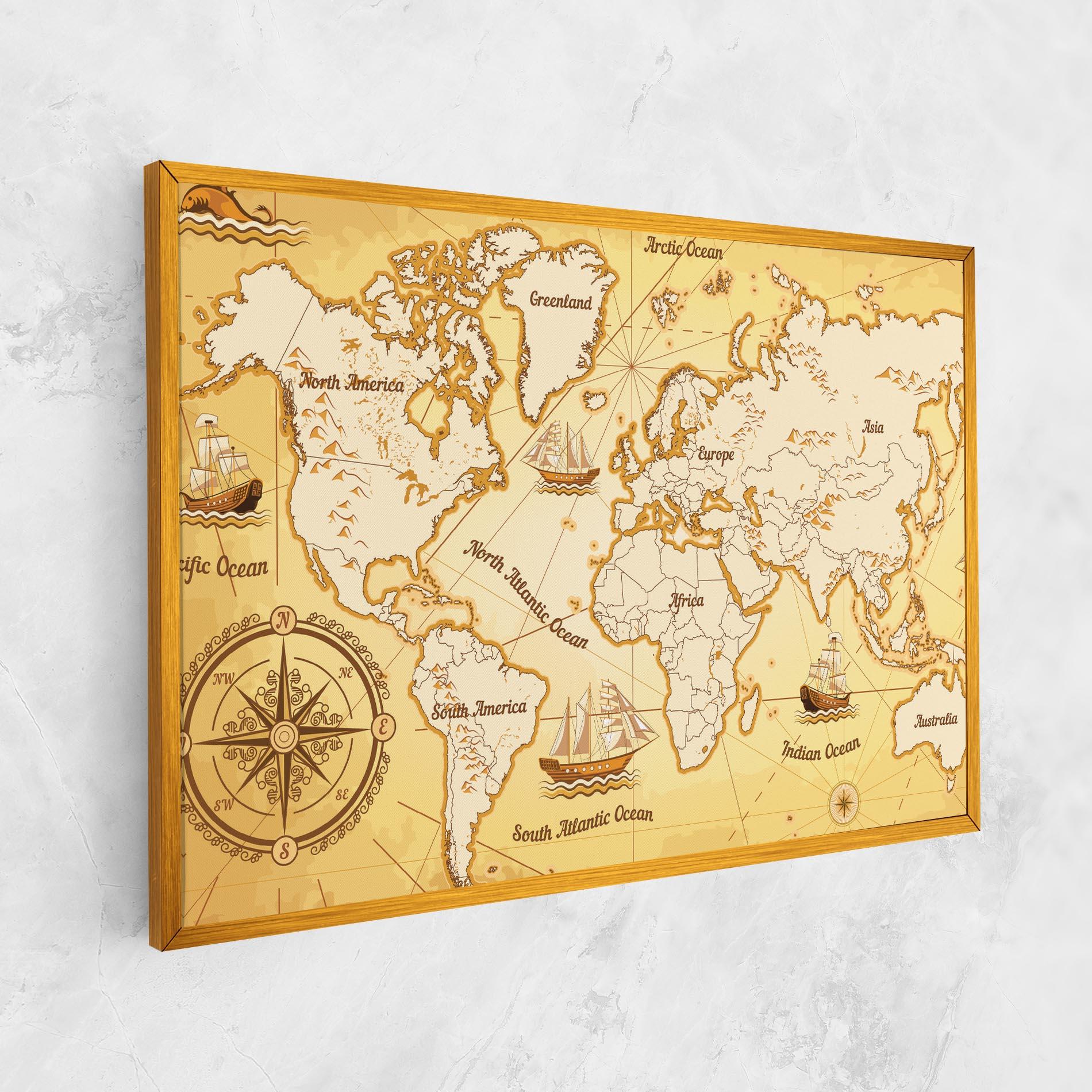 Vászonkép Gold Vintage Map mockup 1