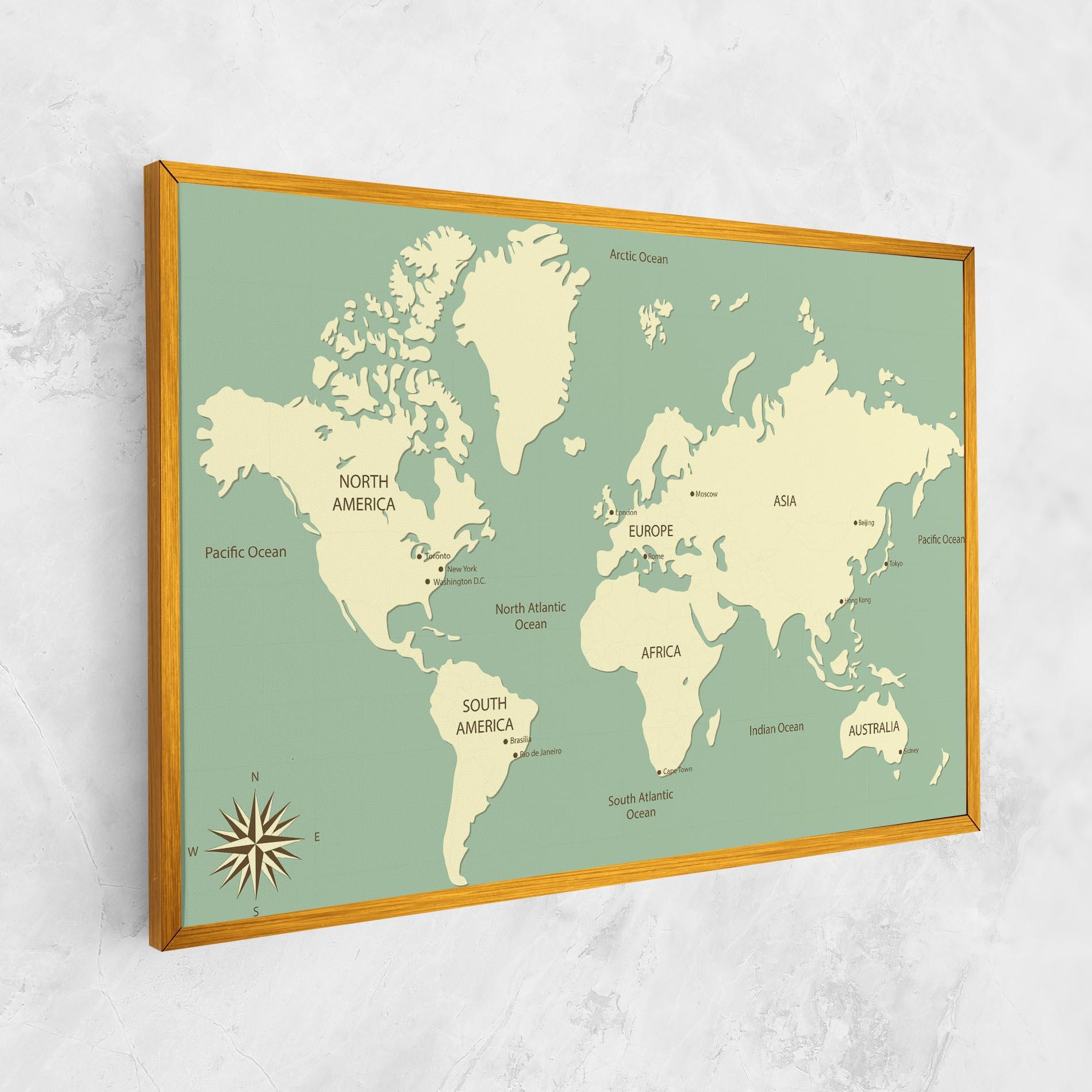 Vászonkép Green Cream Map mockup 1