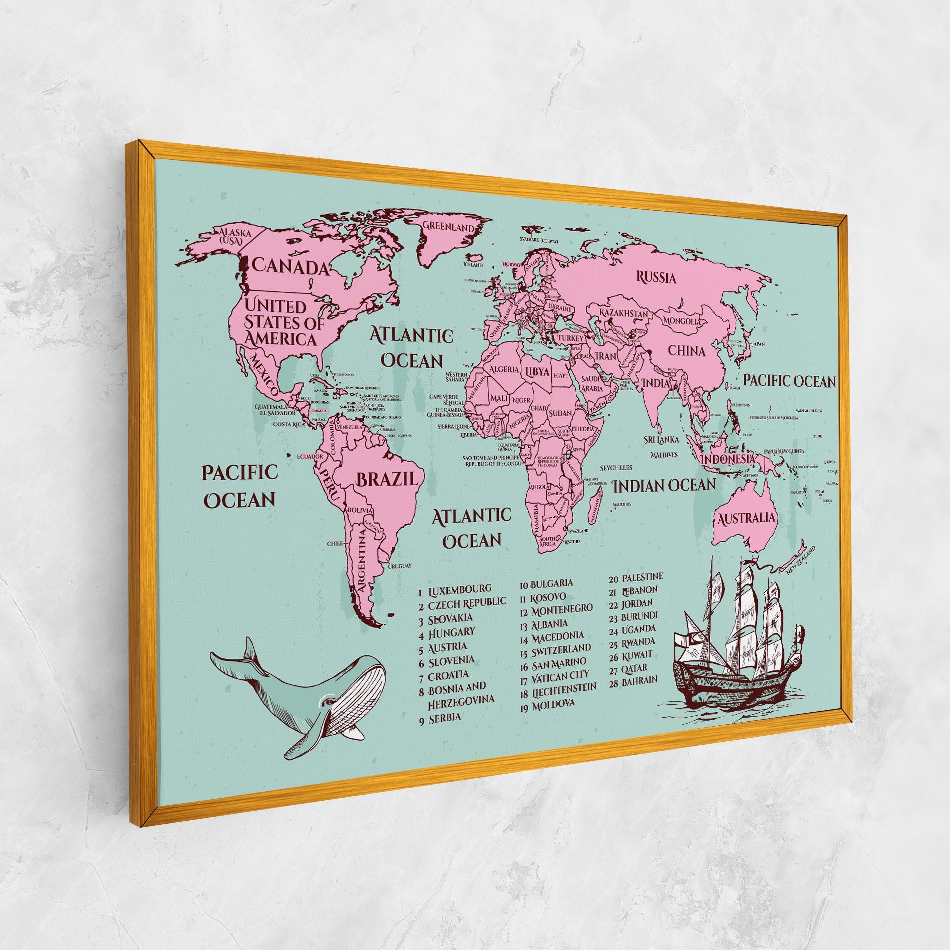 Vászonkép Pink Pirate Map mockup 1