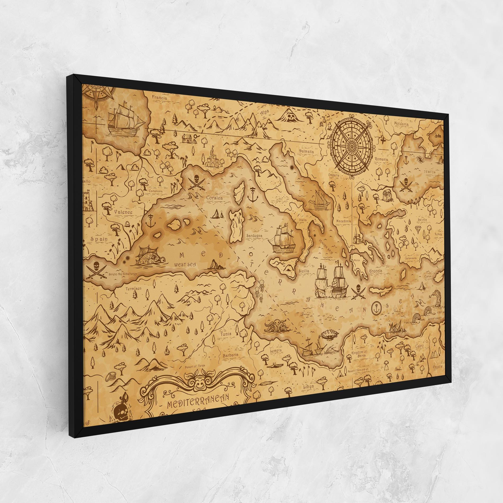 Vászonkép Cream Brown Map mockup 1