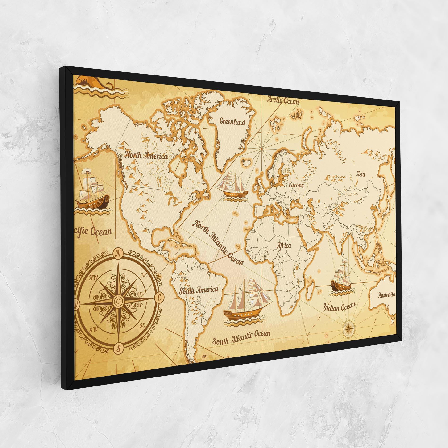 Vászonkép Gold Old Map mockup 1