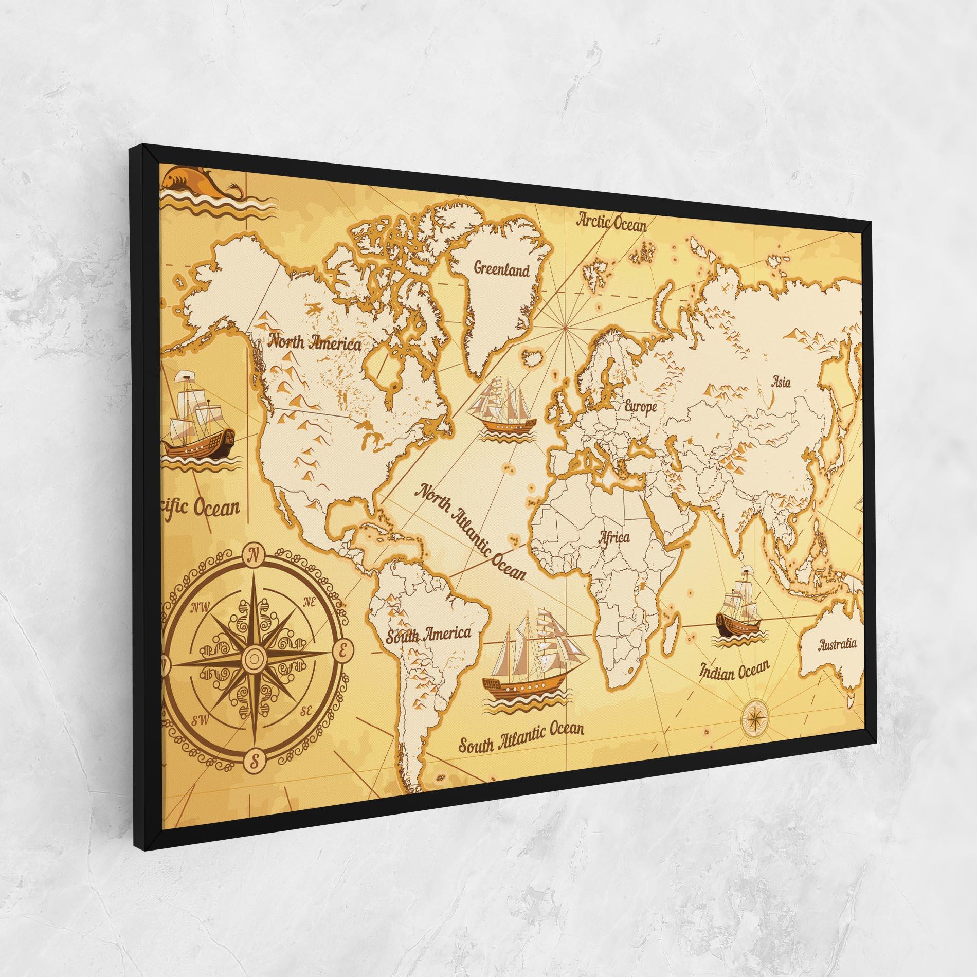 Vászonkép Gold Vintage Map mockup 1