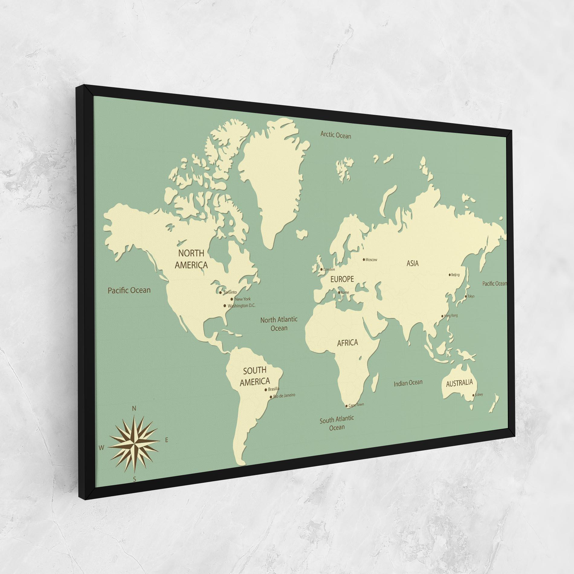 Vászonkép Green Cream Map mockup 1
