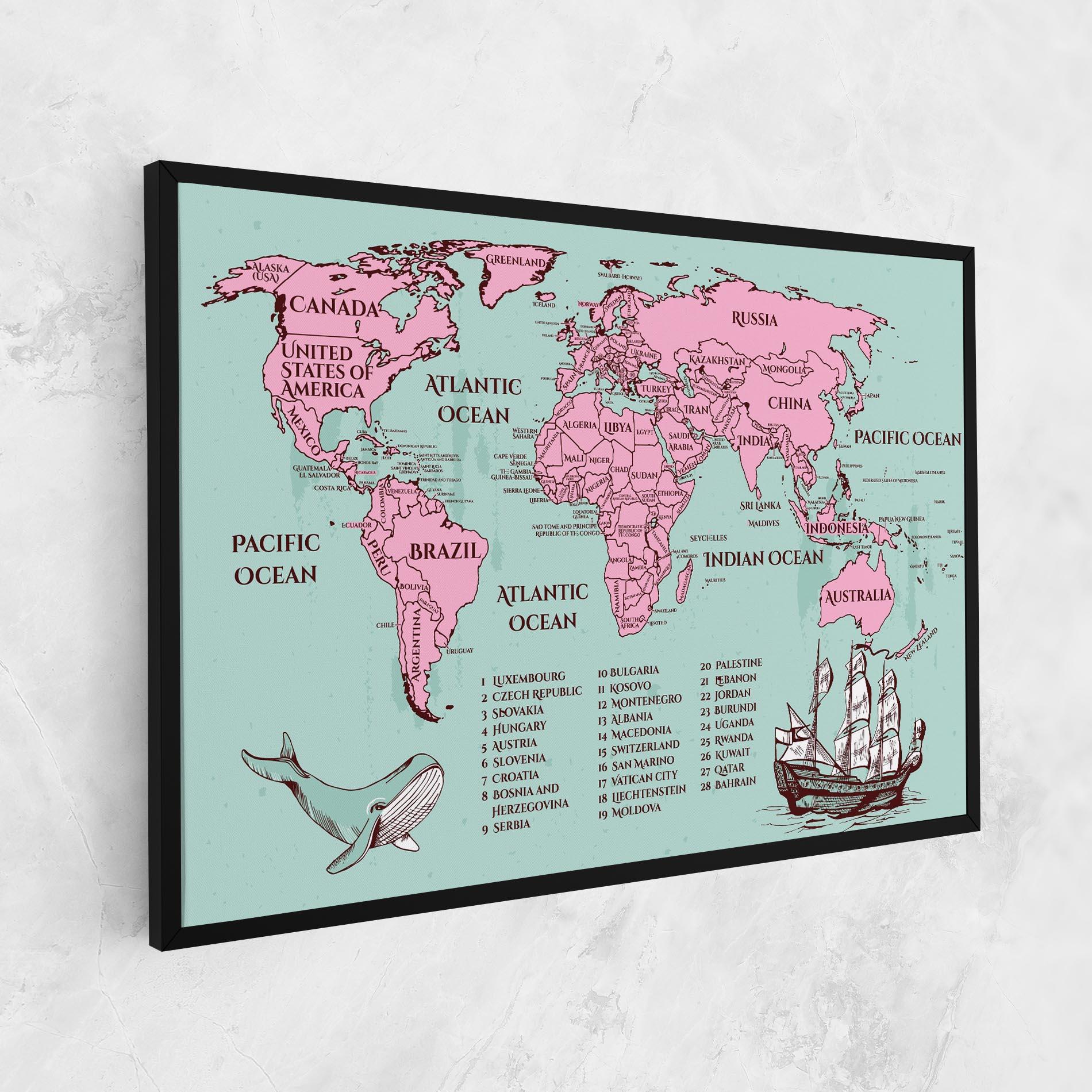 Vászonkép Pink Pirate Map mockup 1