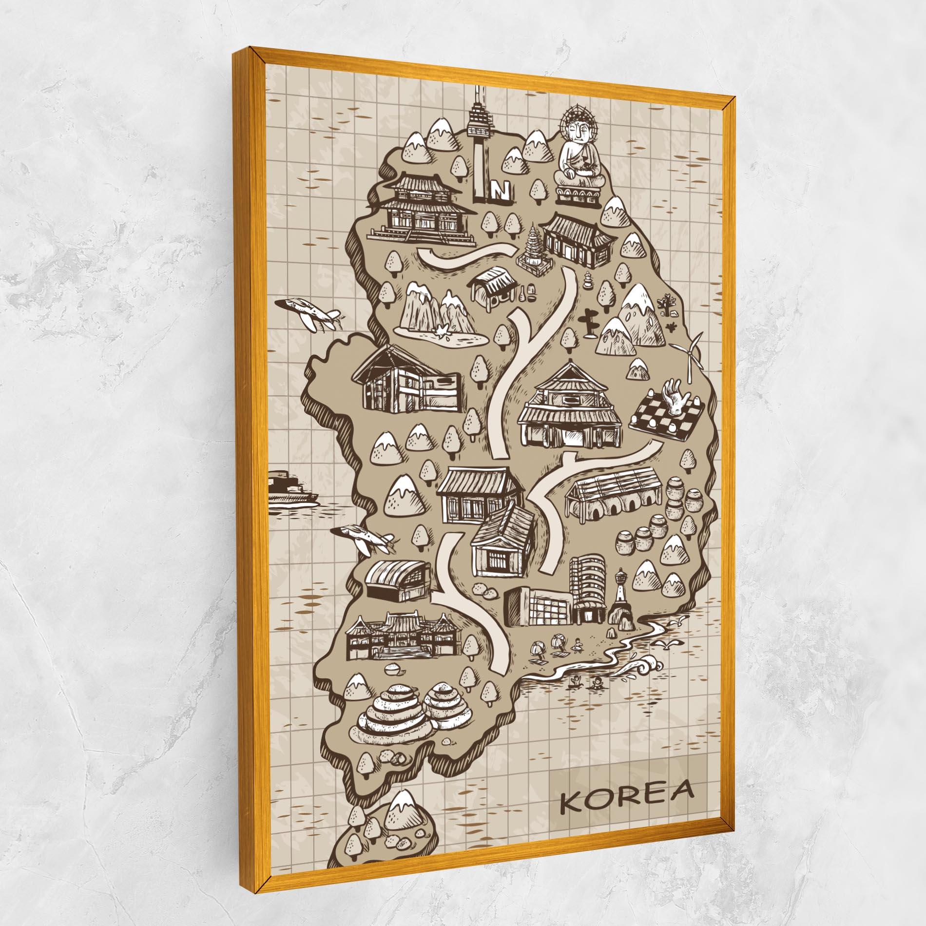 Vászonkép Old Korea Map mockup 1