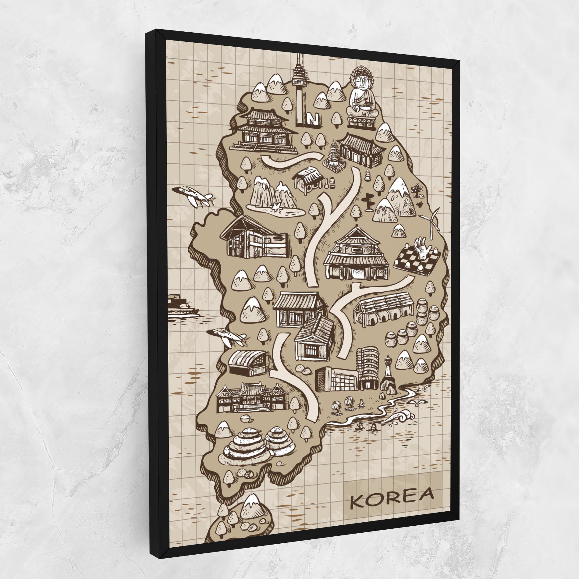 Vászonkép Old Korea Map mockup 1