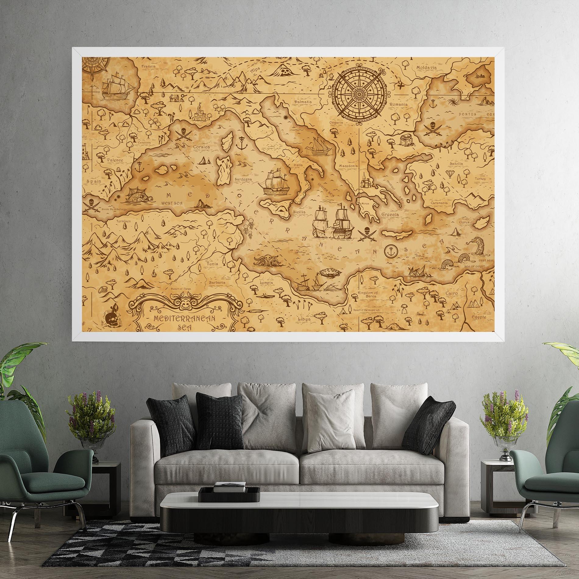 Vászonkép Cream Brown Map mockup 7