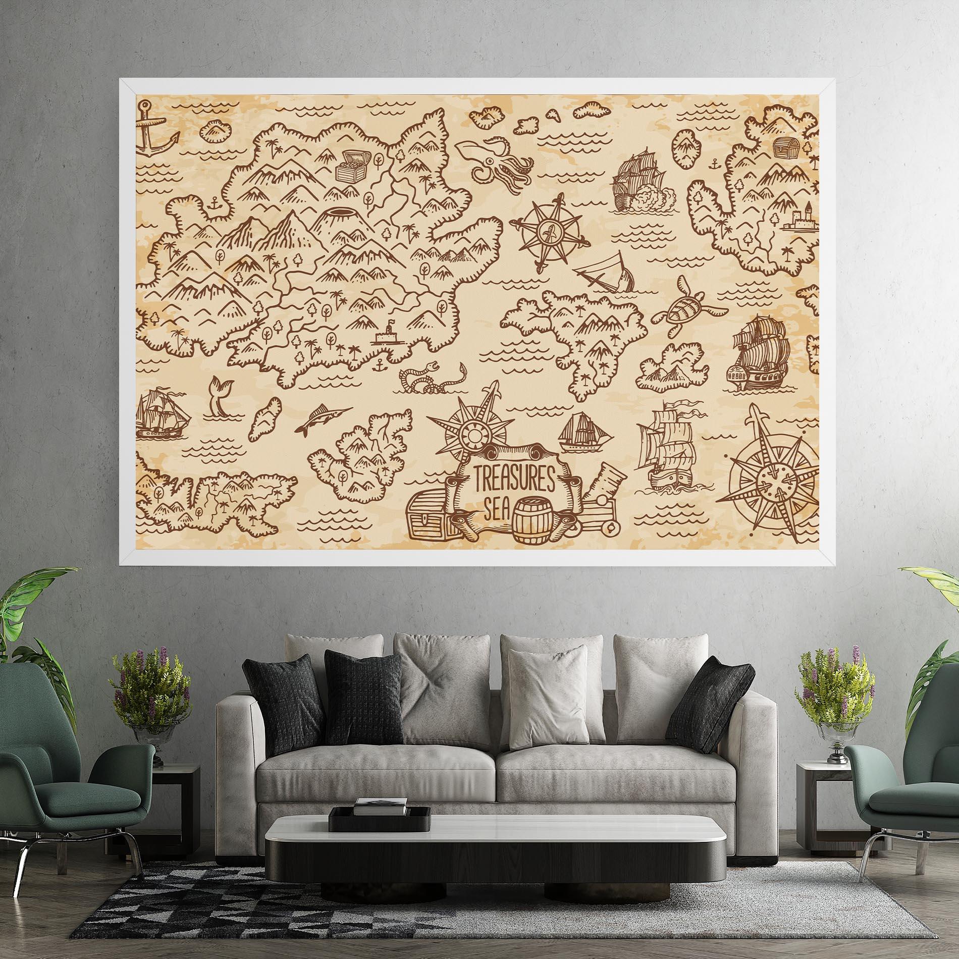 Vászonkép Cream Coffee Map mockup 7