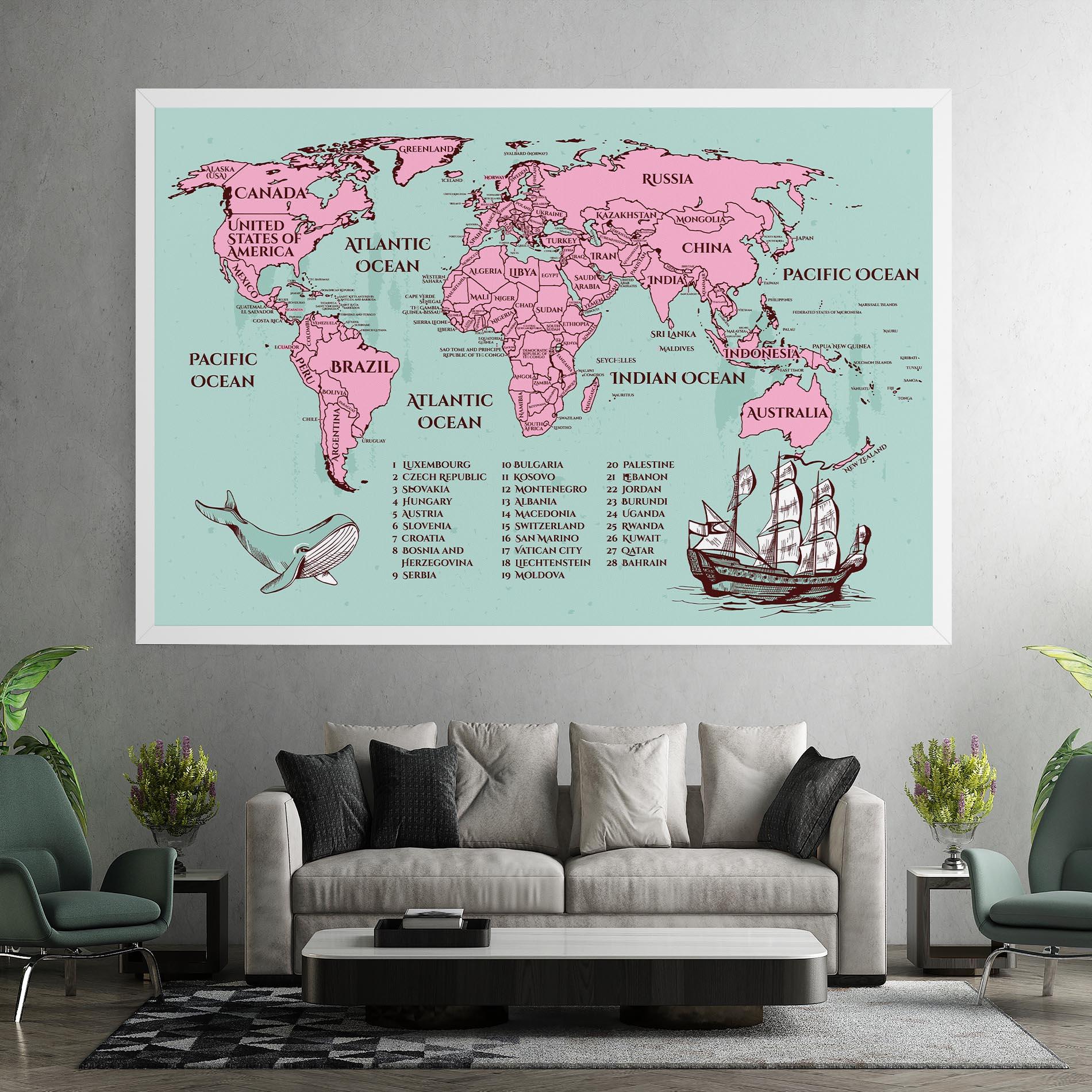 Vászonkép Pink Pirate Map mockup 7