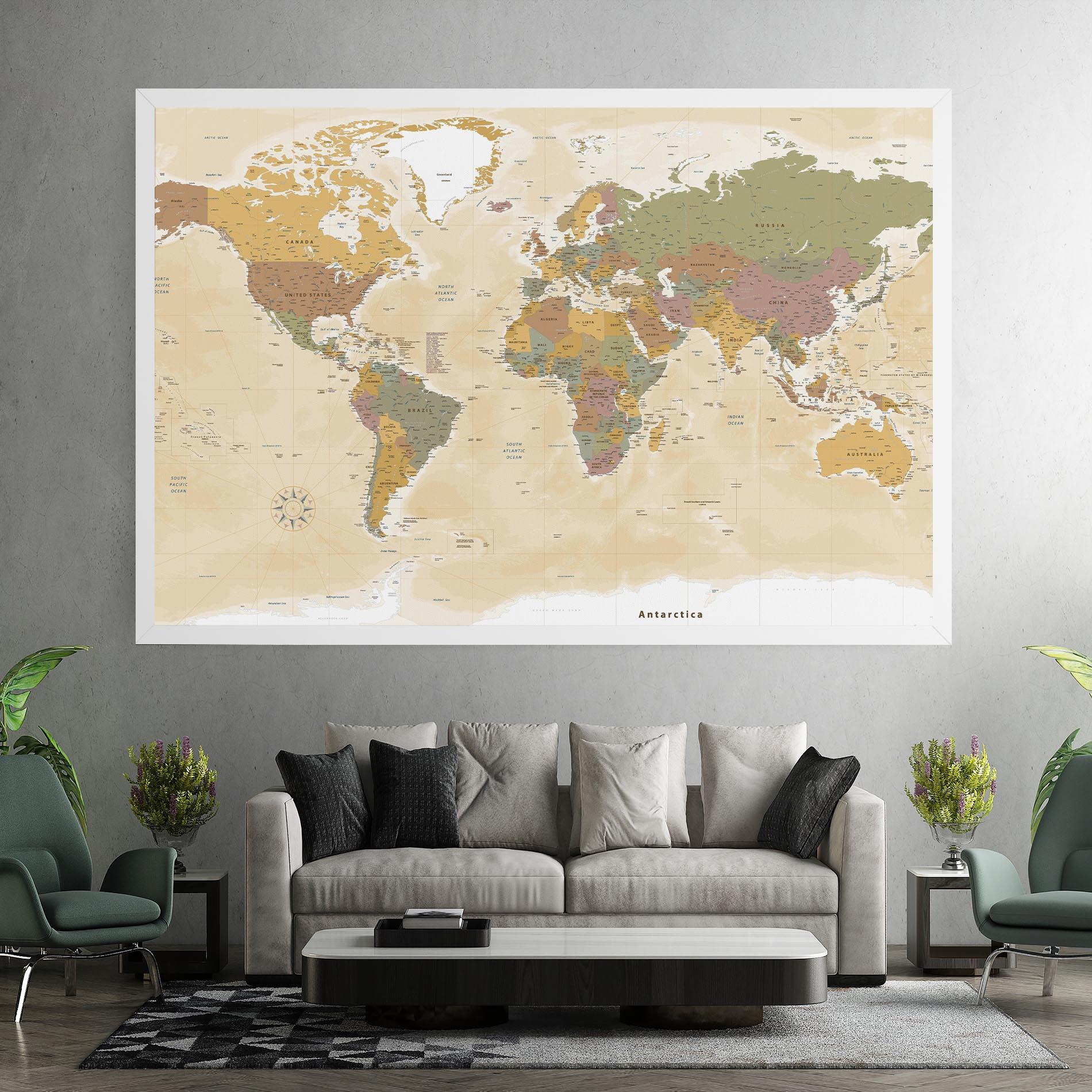 Vászonkép World Map Vintage mockup 7