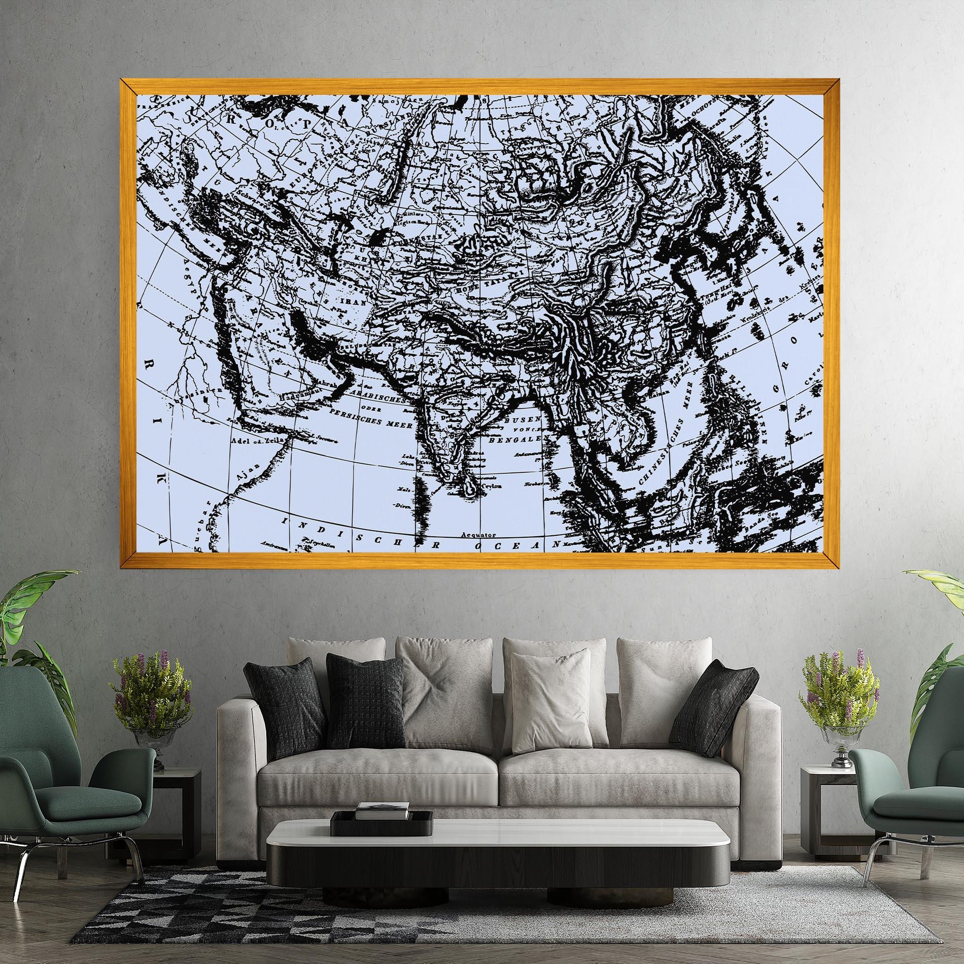 Vászonkép Blue Old Map mockup 7