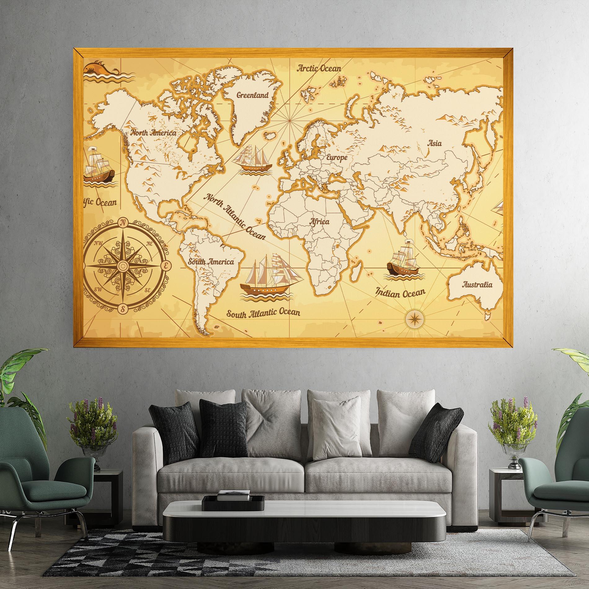 Vászonkép Gold Vintage Map mockup 7