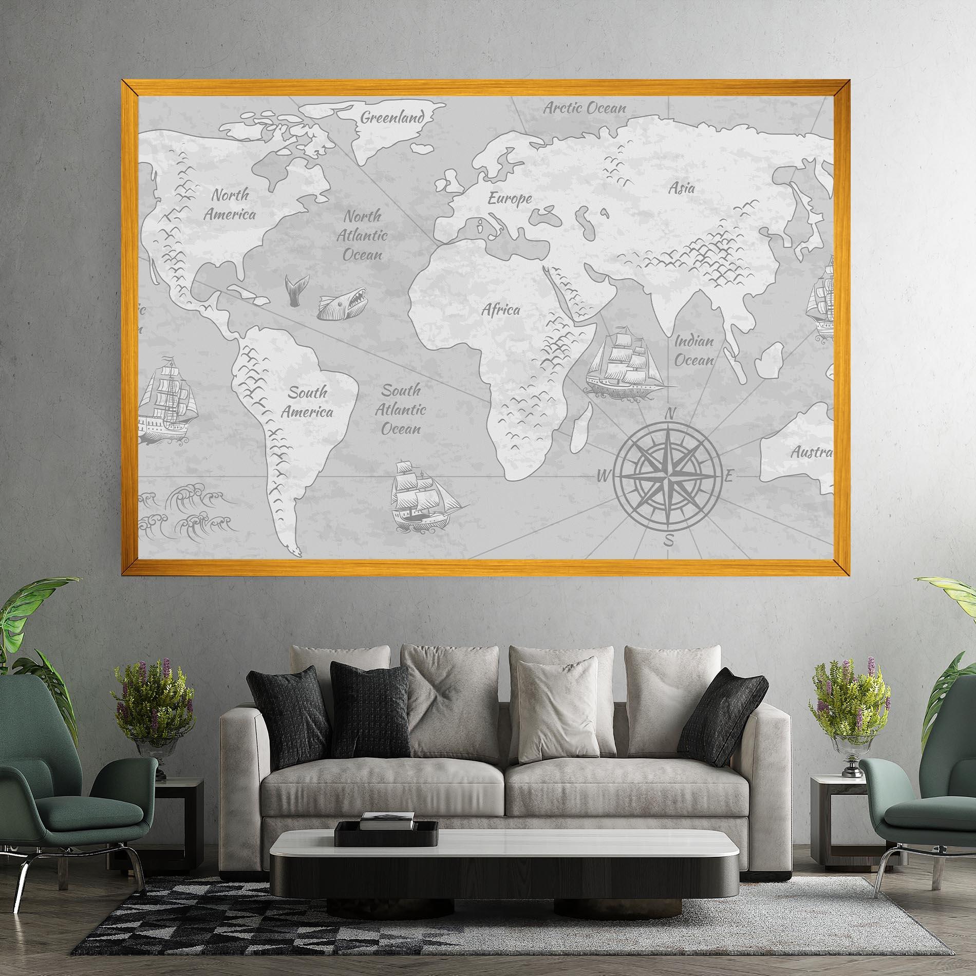 Vászonkép Grey Old Map mockup 7