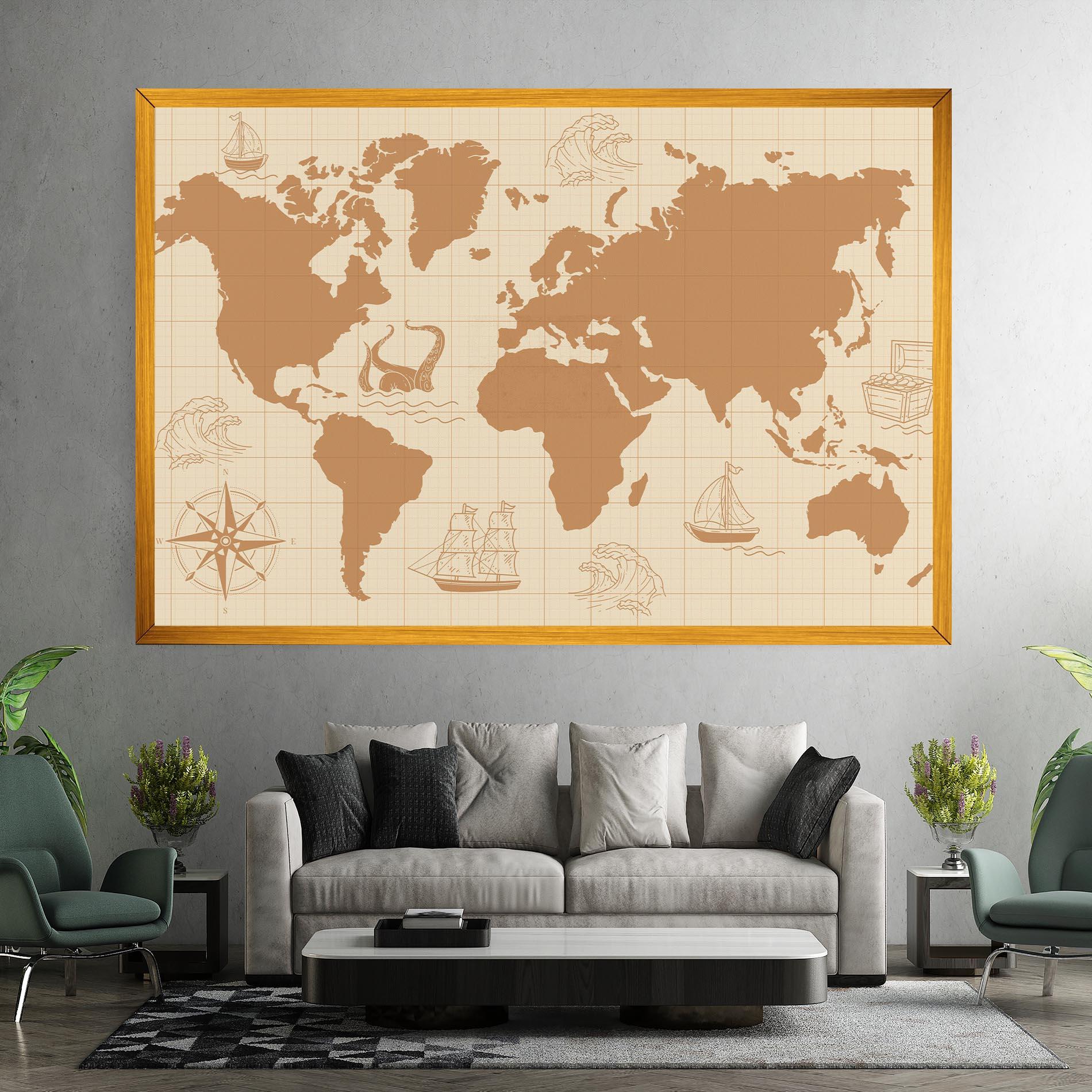 Vászonkép Light Cream Map mockup 7