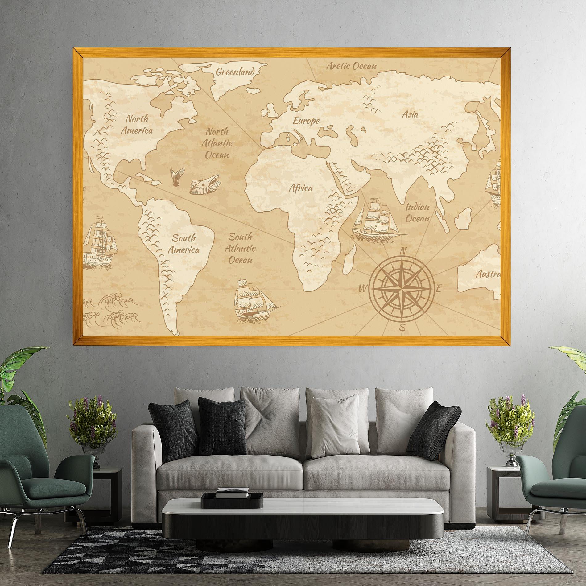 Vászonkép Old Continents Map mockup 7