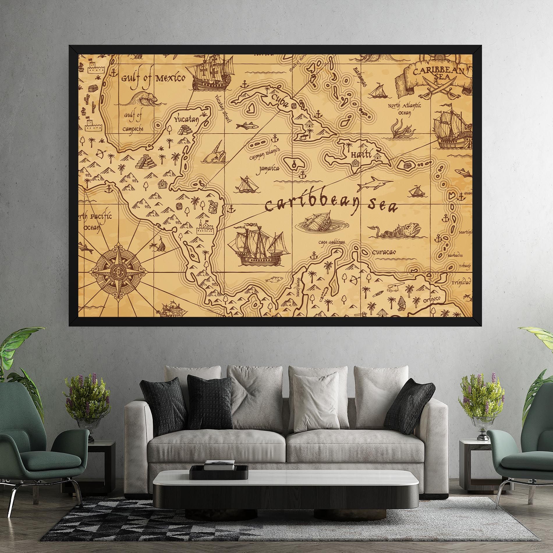 Caribbean Sea Map mockup 7