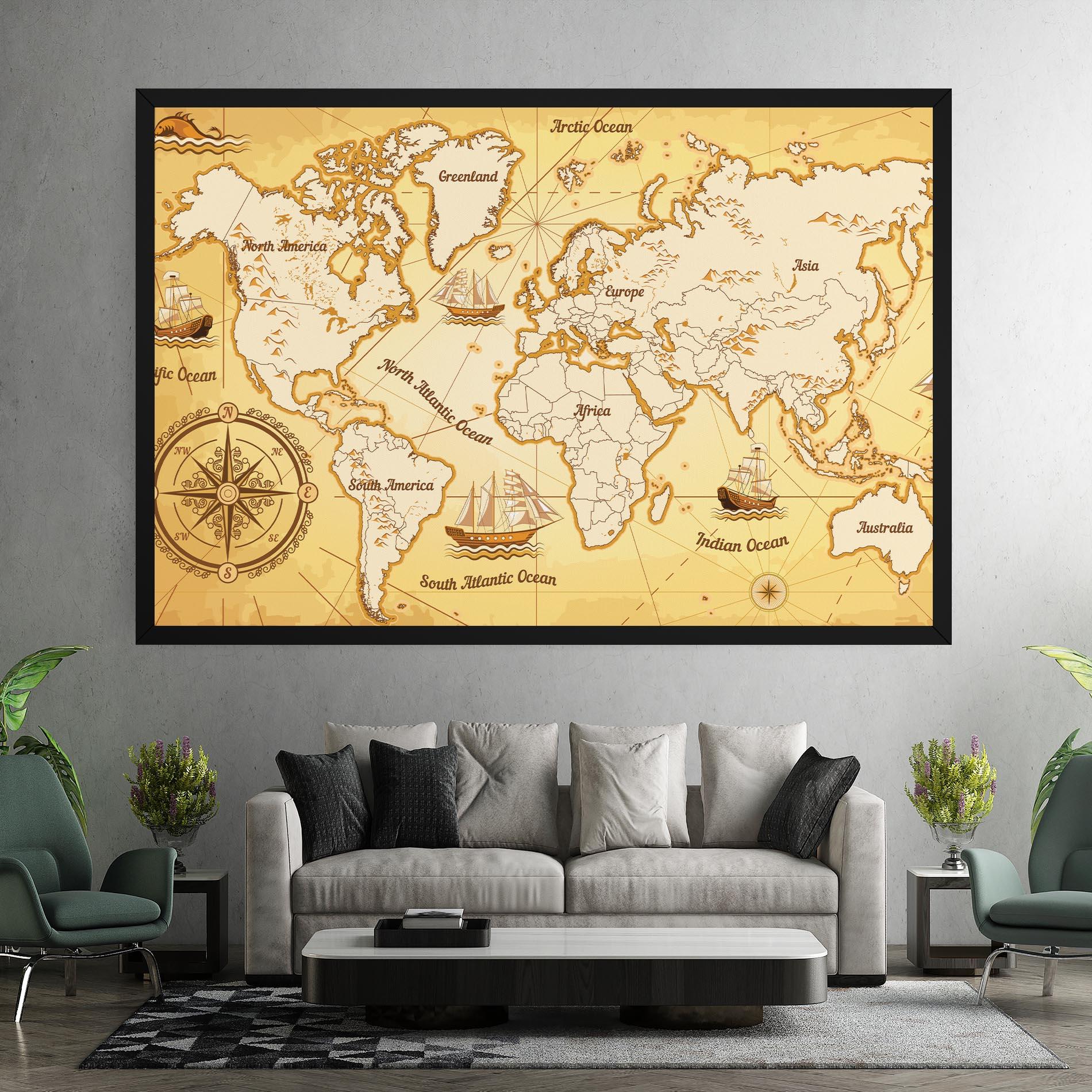 Vászonkép Gold Vintage Map mockup 7