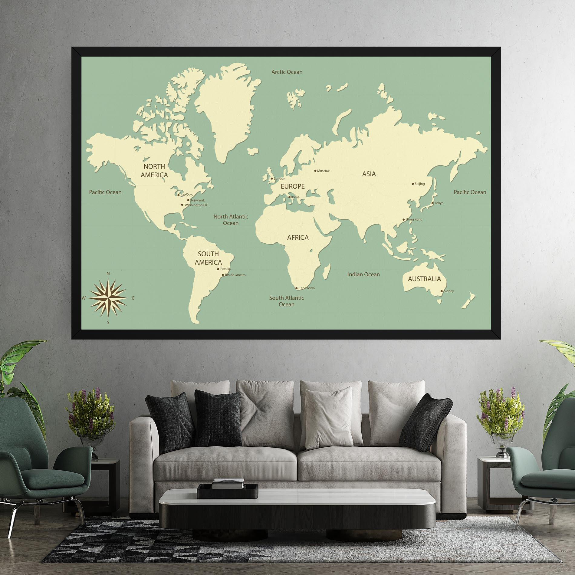 Vászonkép Green Cream Map mockup 7