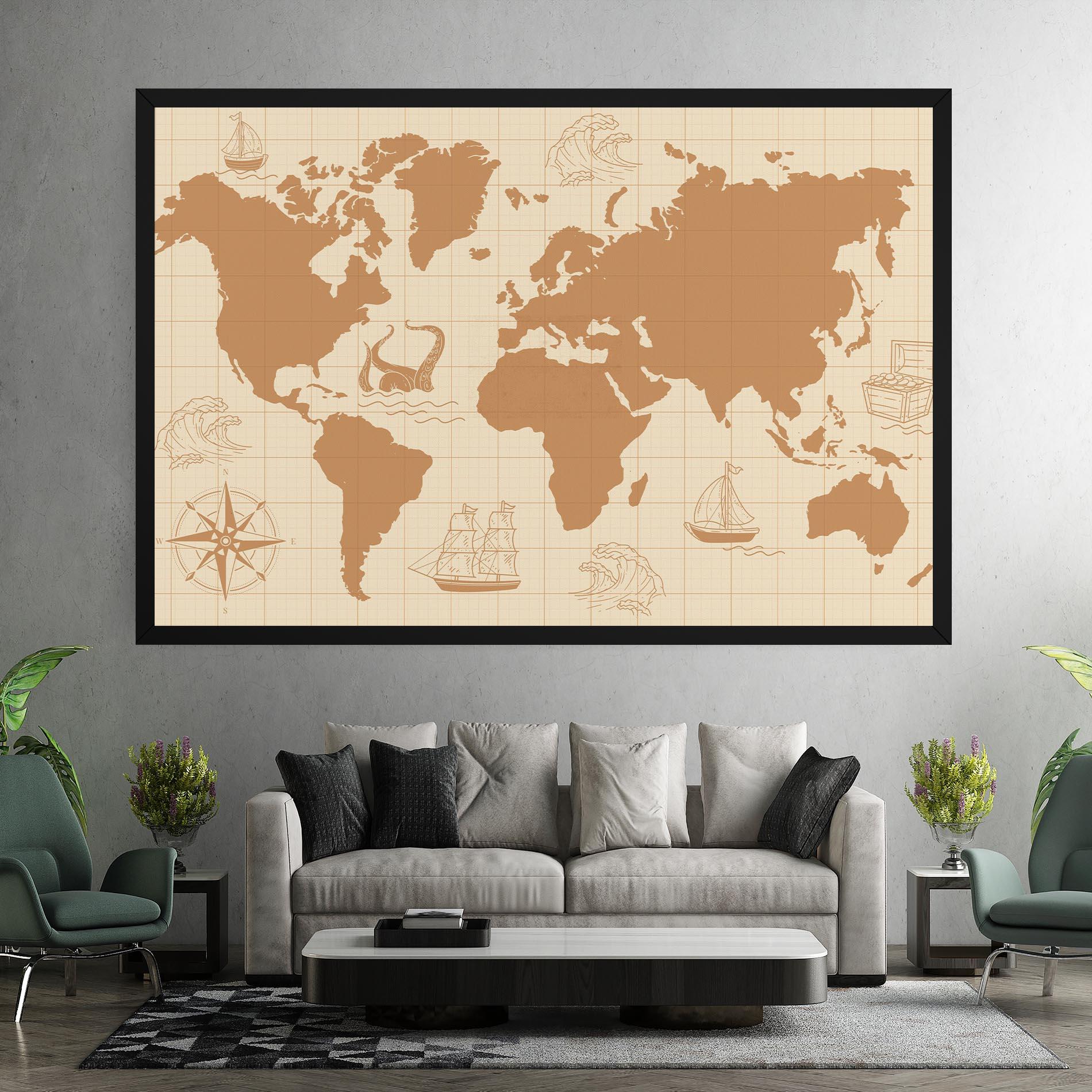 Vászonkép Light Cream Map mockup 7