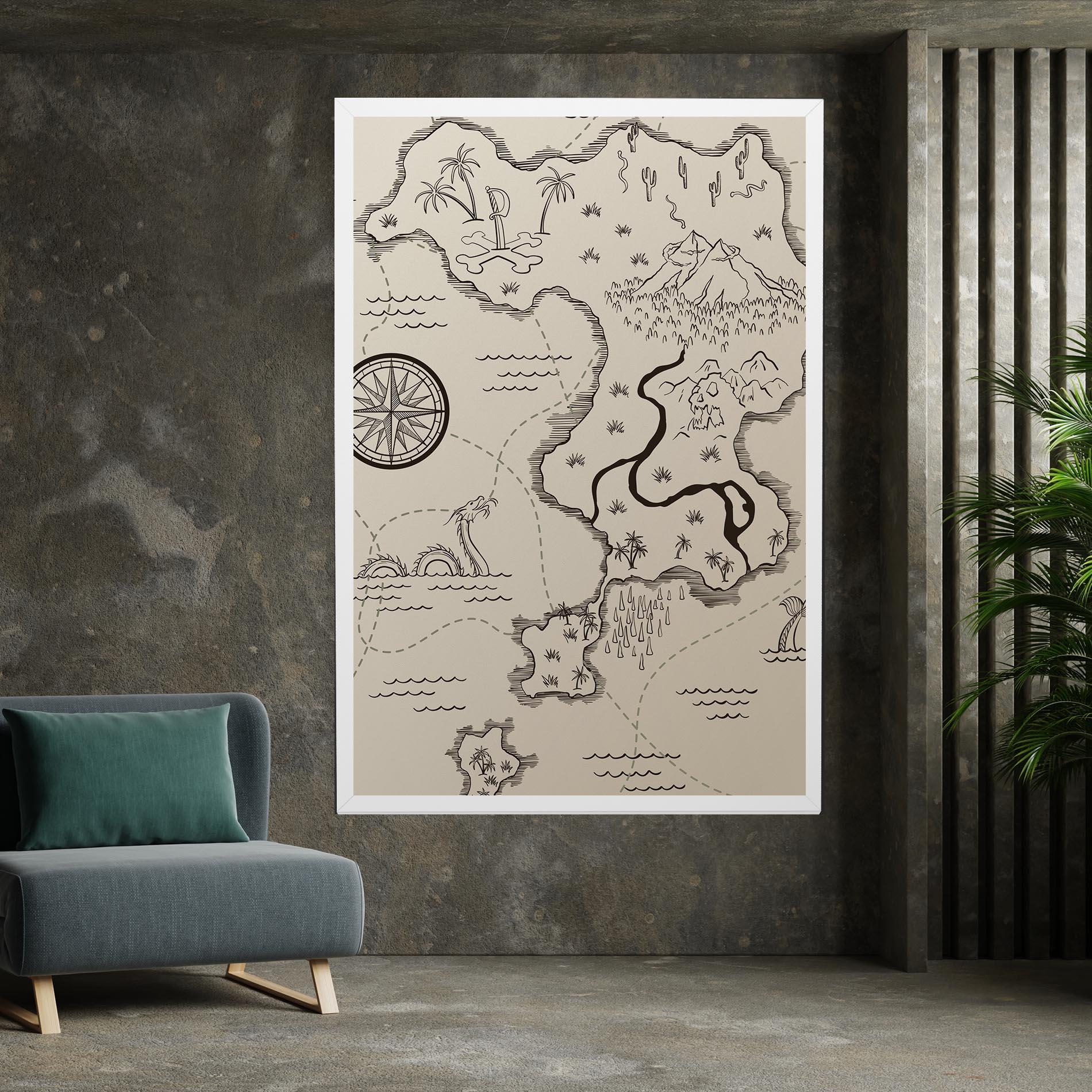 Vászonkép Cream Island Map mockup 7