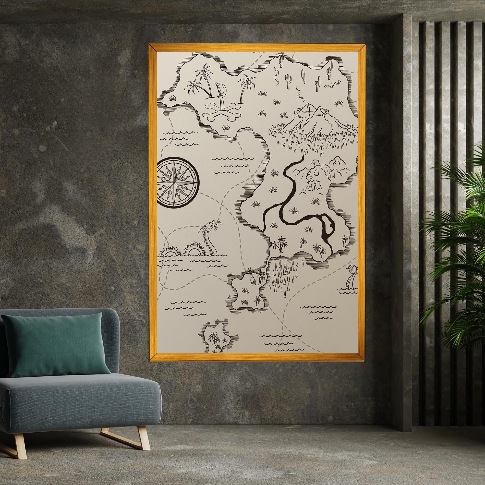Vászonkép Cream Island Map mockup 7