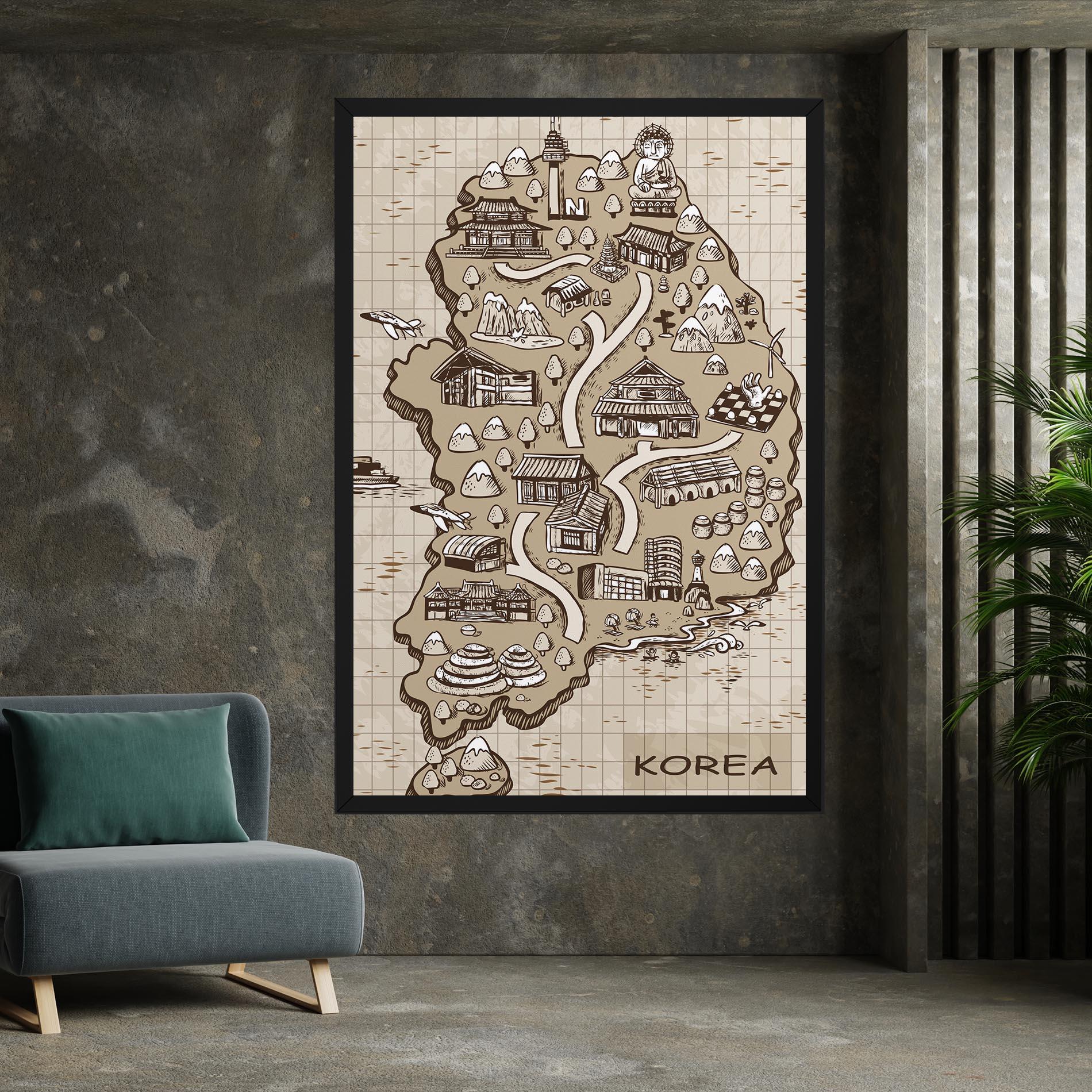 Vászonkép Old Korea Map mockup 7