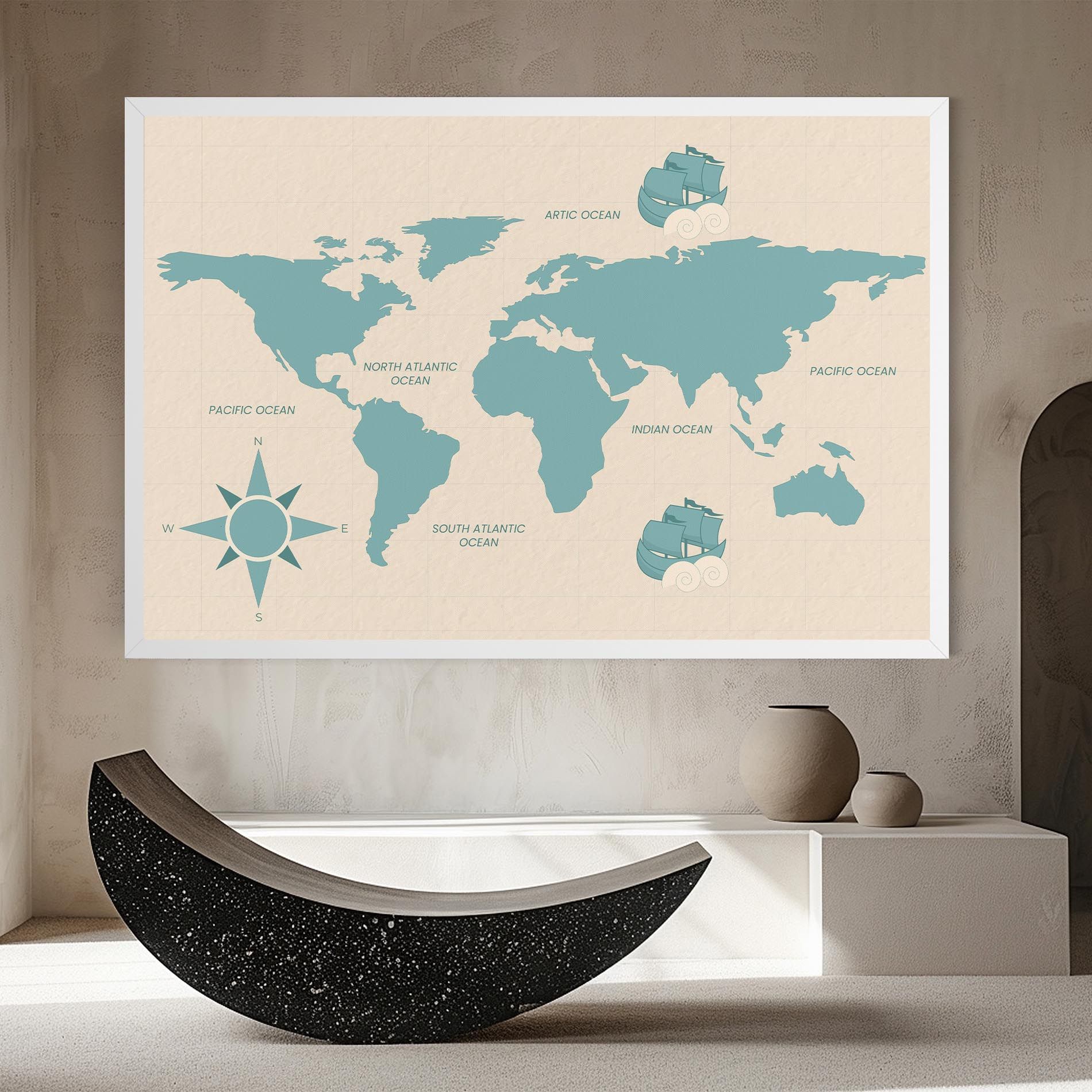 Cream Blue Map mockup 8