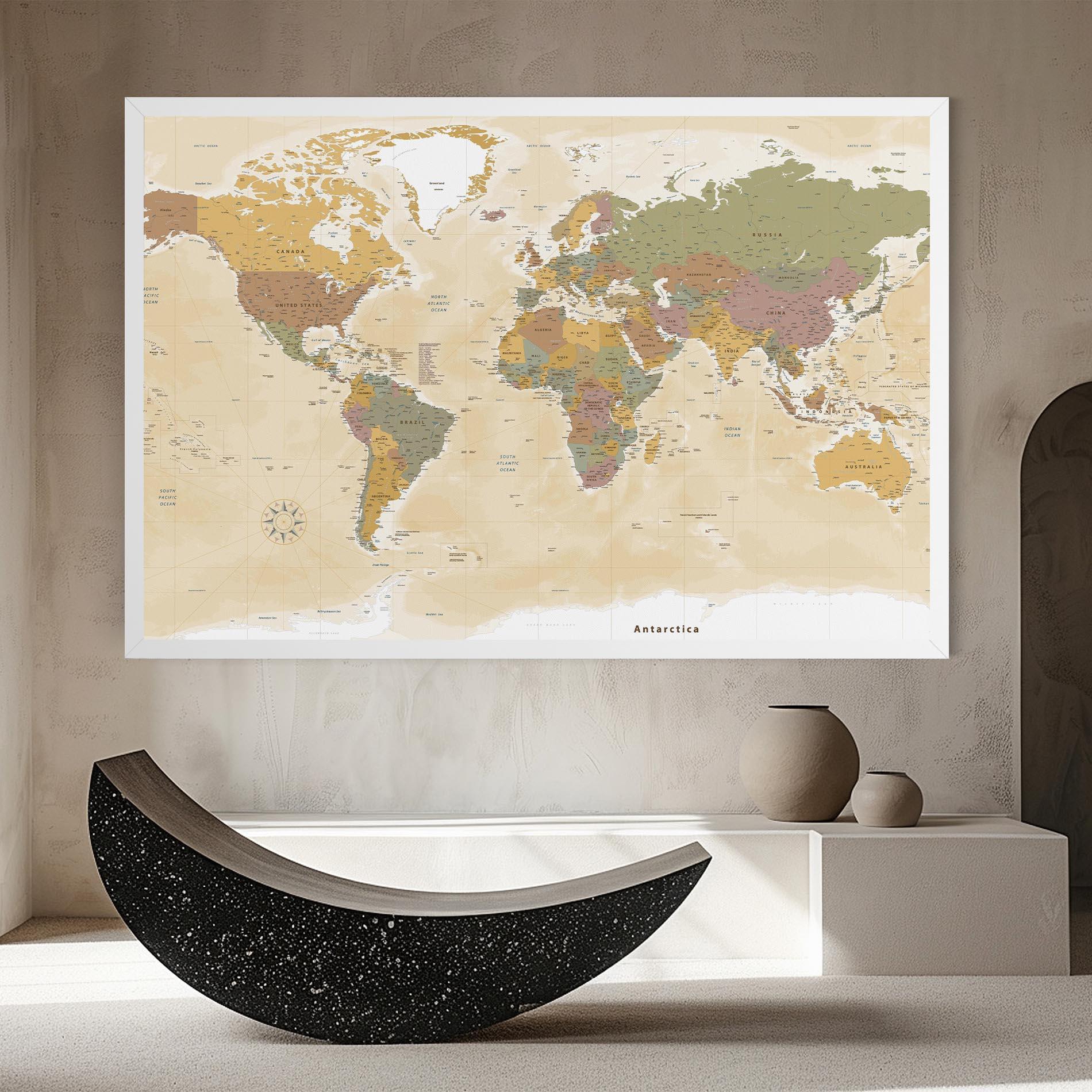 Vászonkép World Map Vintage mockup 8