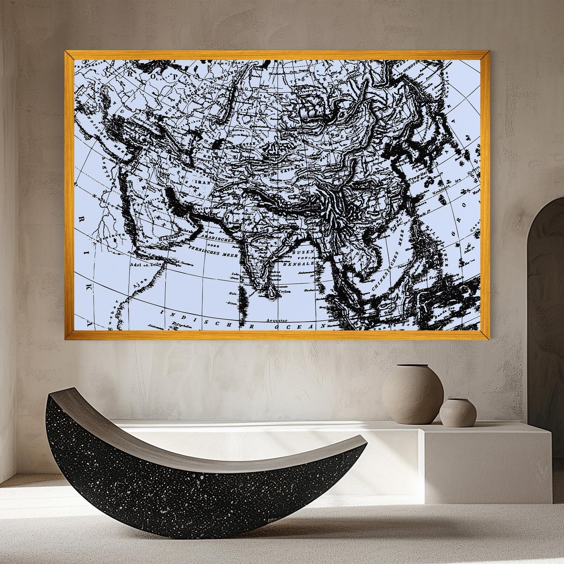 Vászonkép Blue Old Map mockup 8