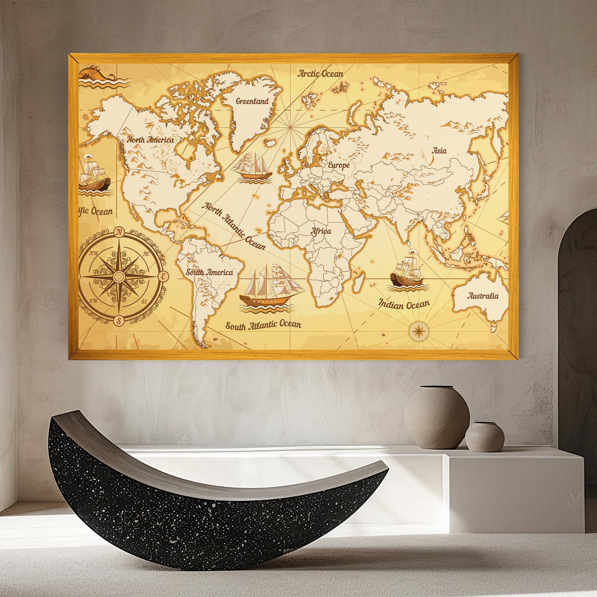 Vászonkép Gold Vintage Map mockup 8