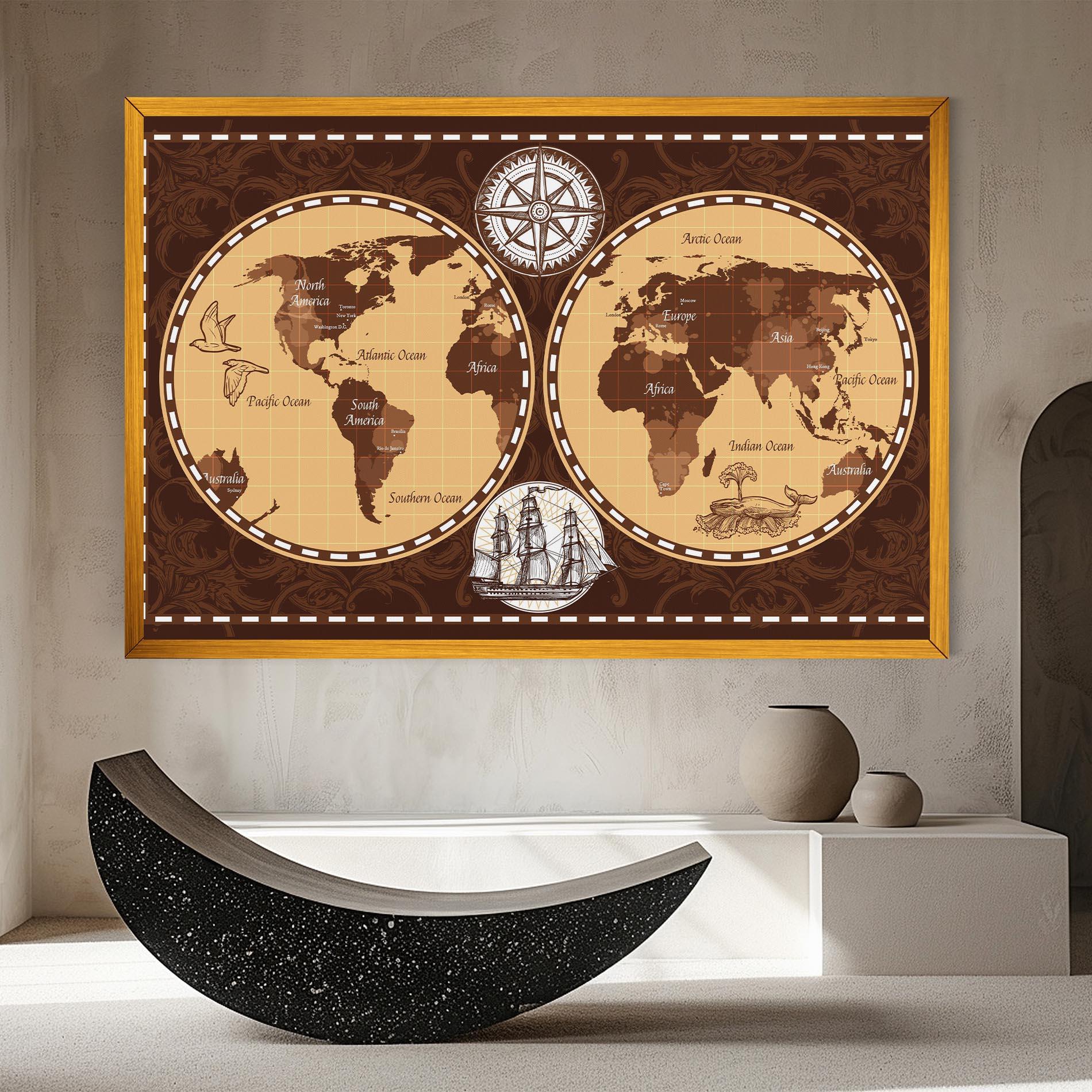 Vászonkép Old Brown Map mockup 8