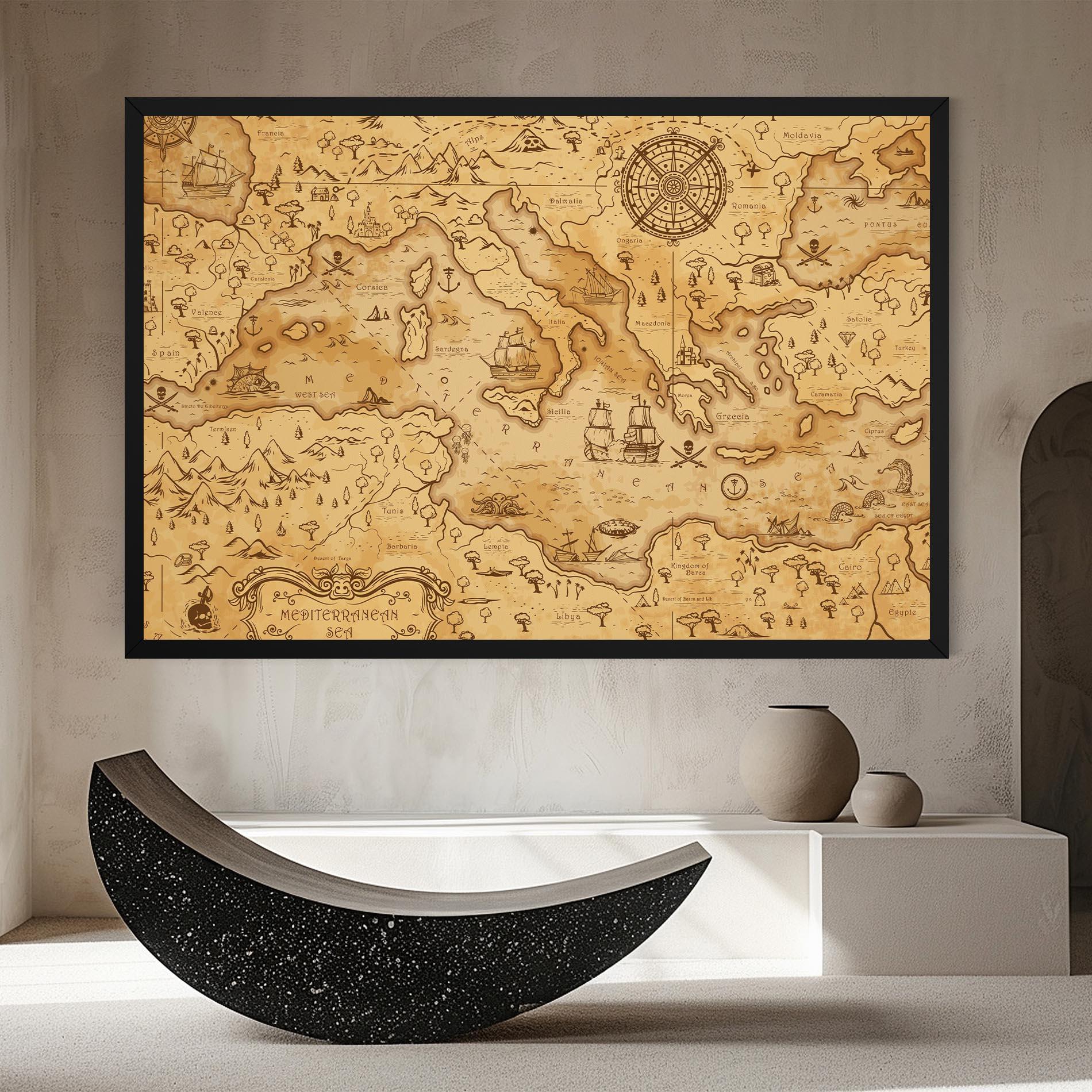 Vászonkép Cream Brown Map mockup 8