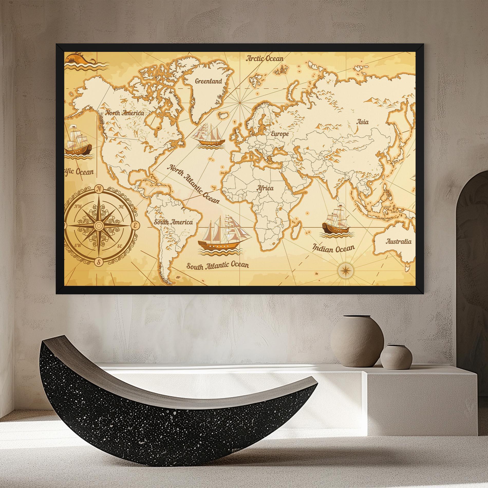 Vászonkép Gold Old Map mockup 8