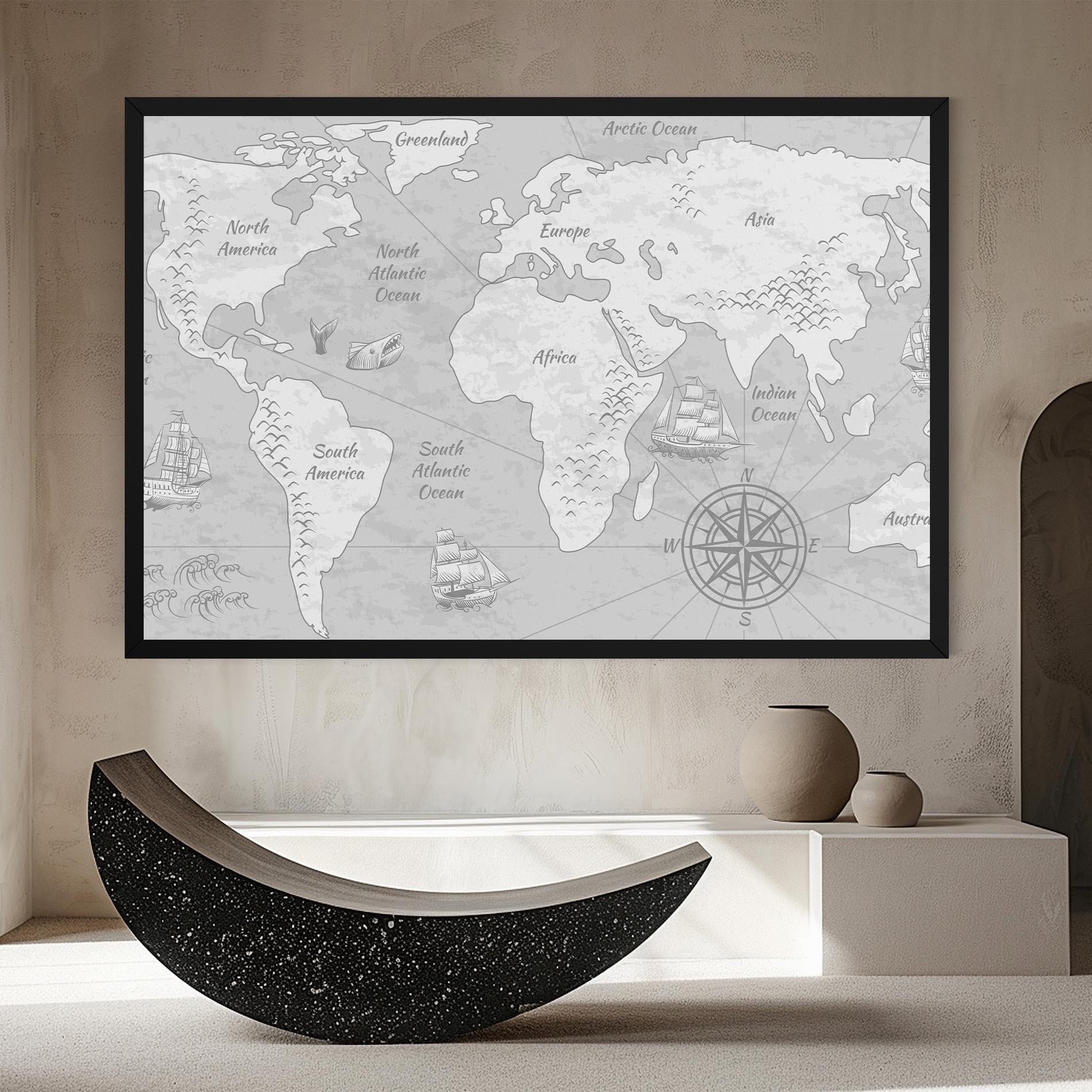 Vászonkép Grey Old Map mockup 8
