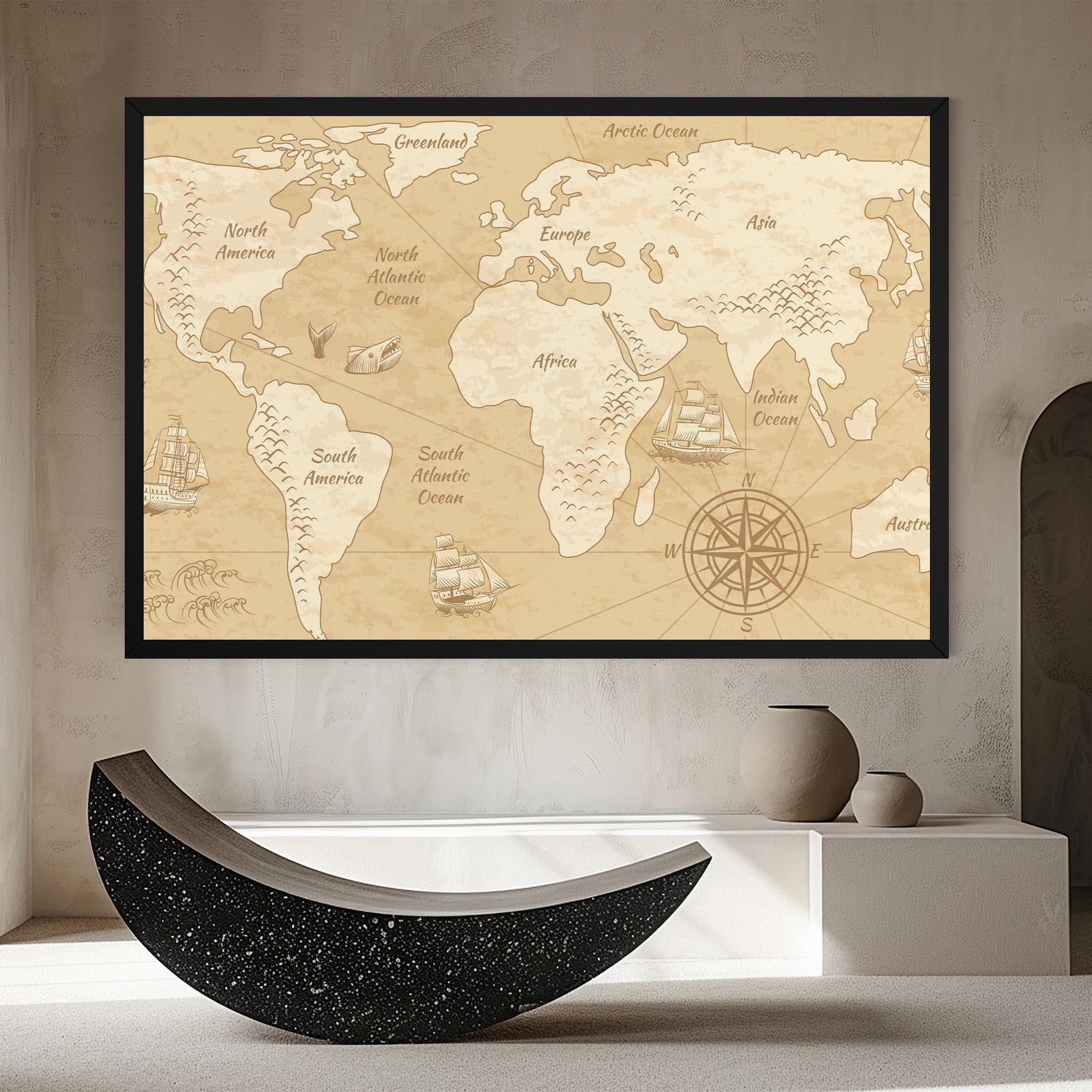 Vászonkép Old Continents Map mockup 8