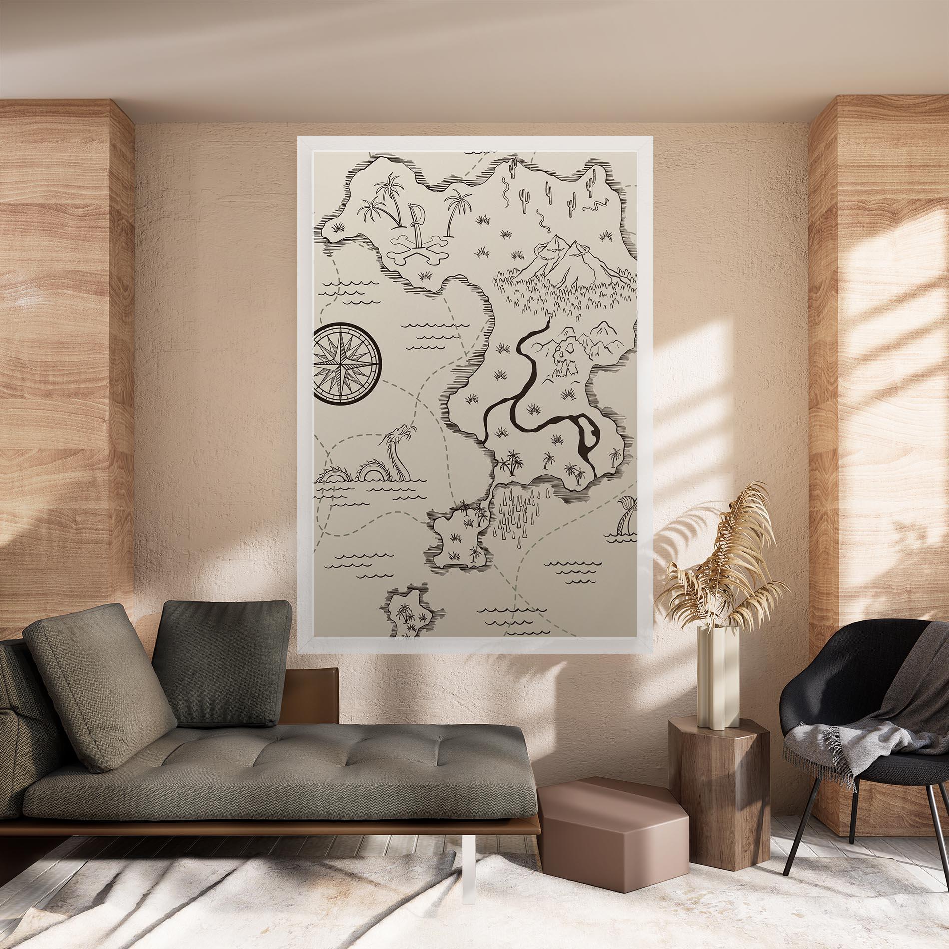 Vászonkép Cream Island Map mockup 8