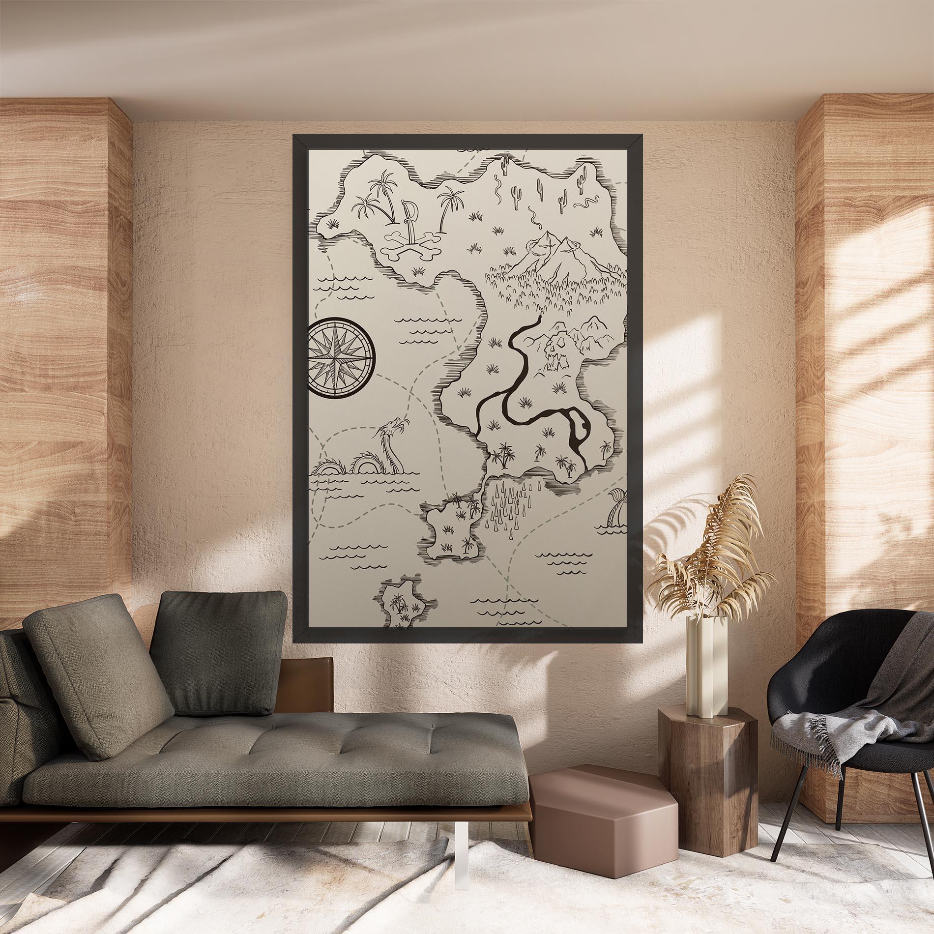 Vászonkép Cream Island Map mockup 8