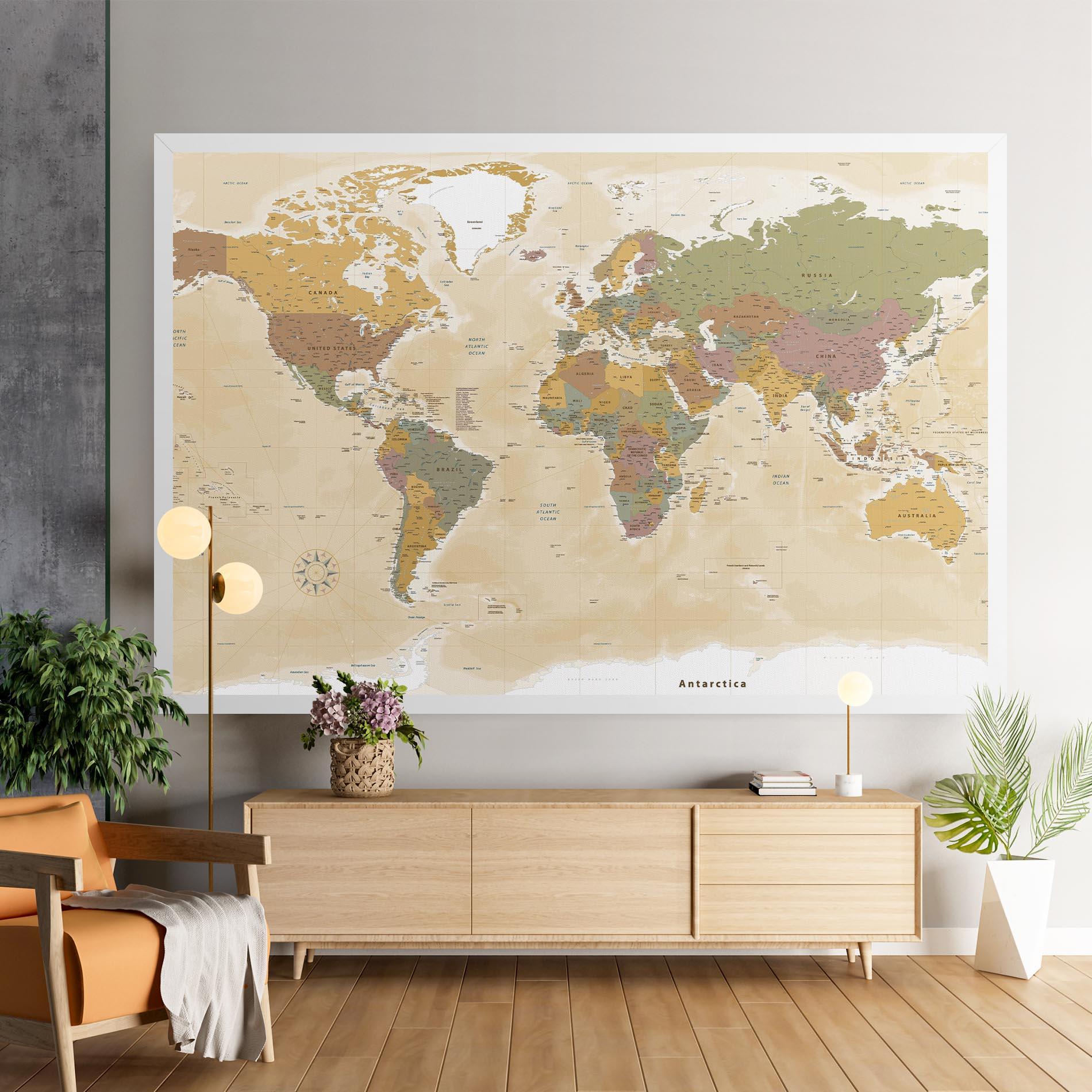 Vászonkép World Map Vintage mockup 9