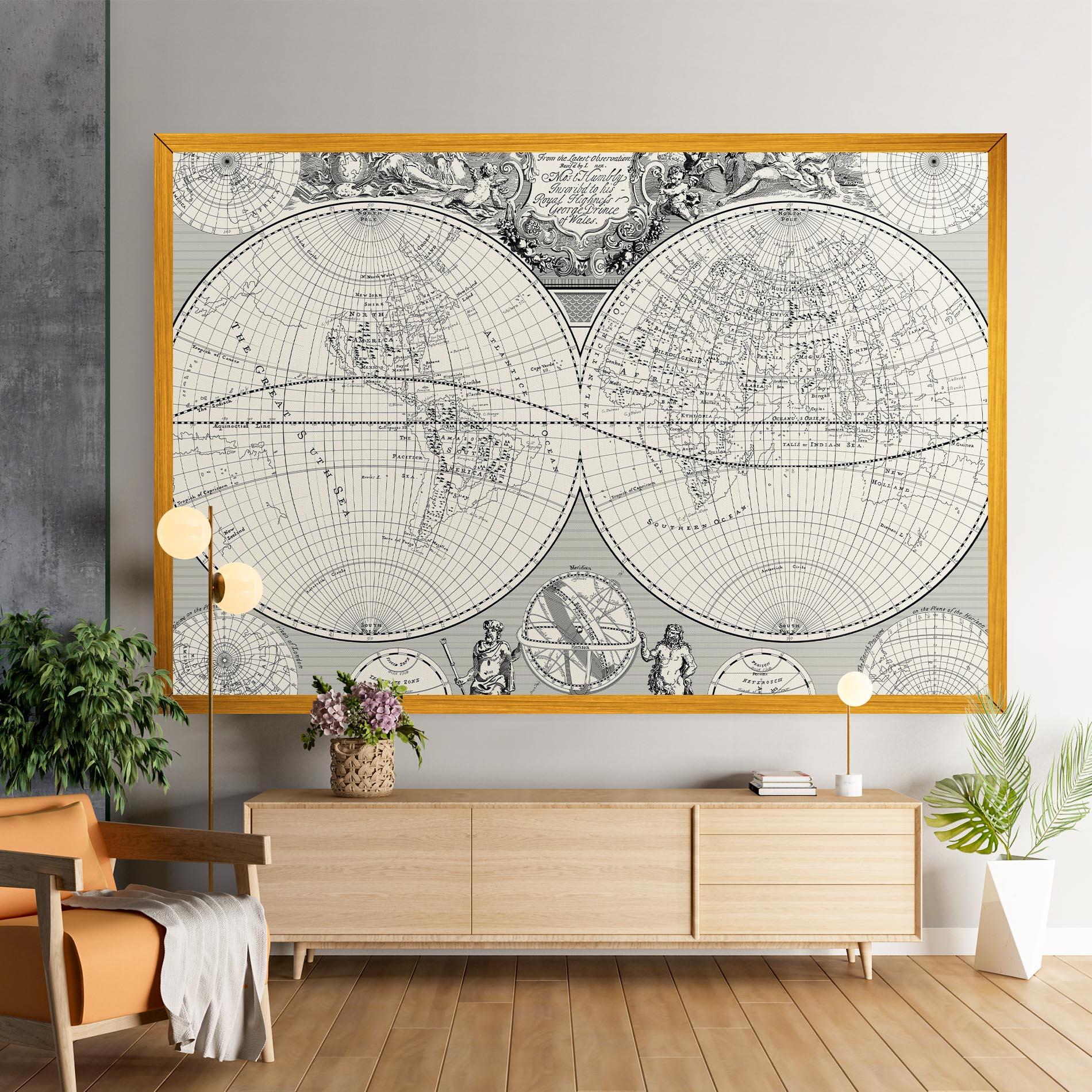 Vászonkép Black White Map mockup 9